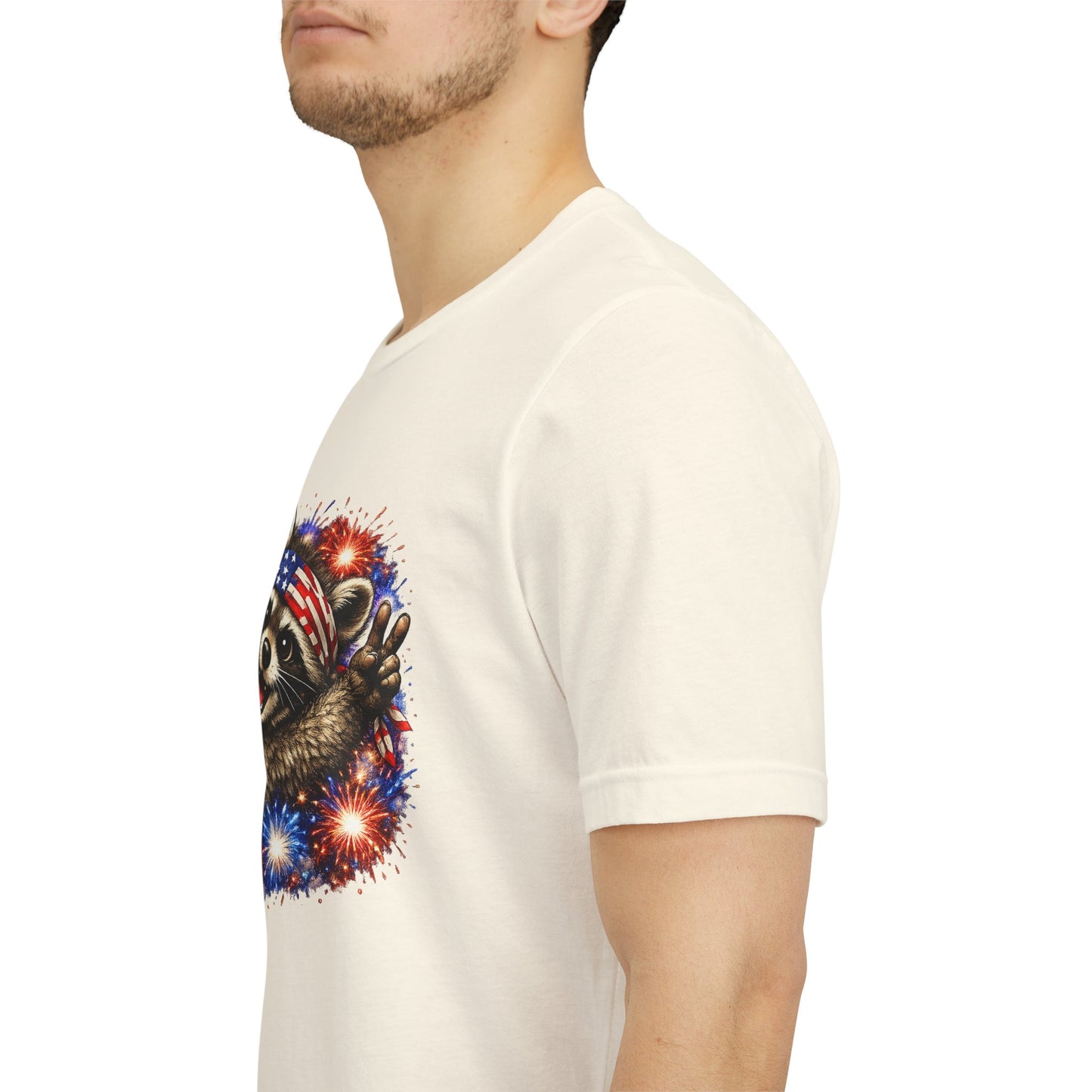 Patriot Raccoon 250th Anniversary T-Shirt — 4th of July Fireworks Flag Tee