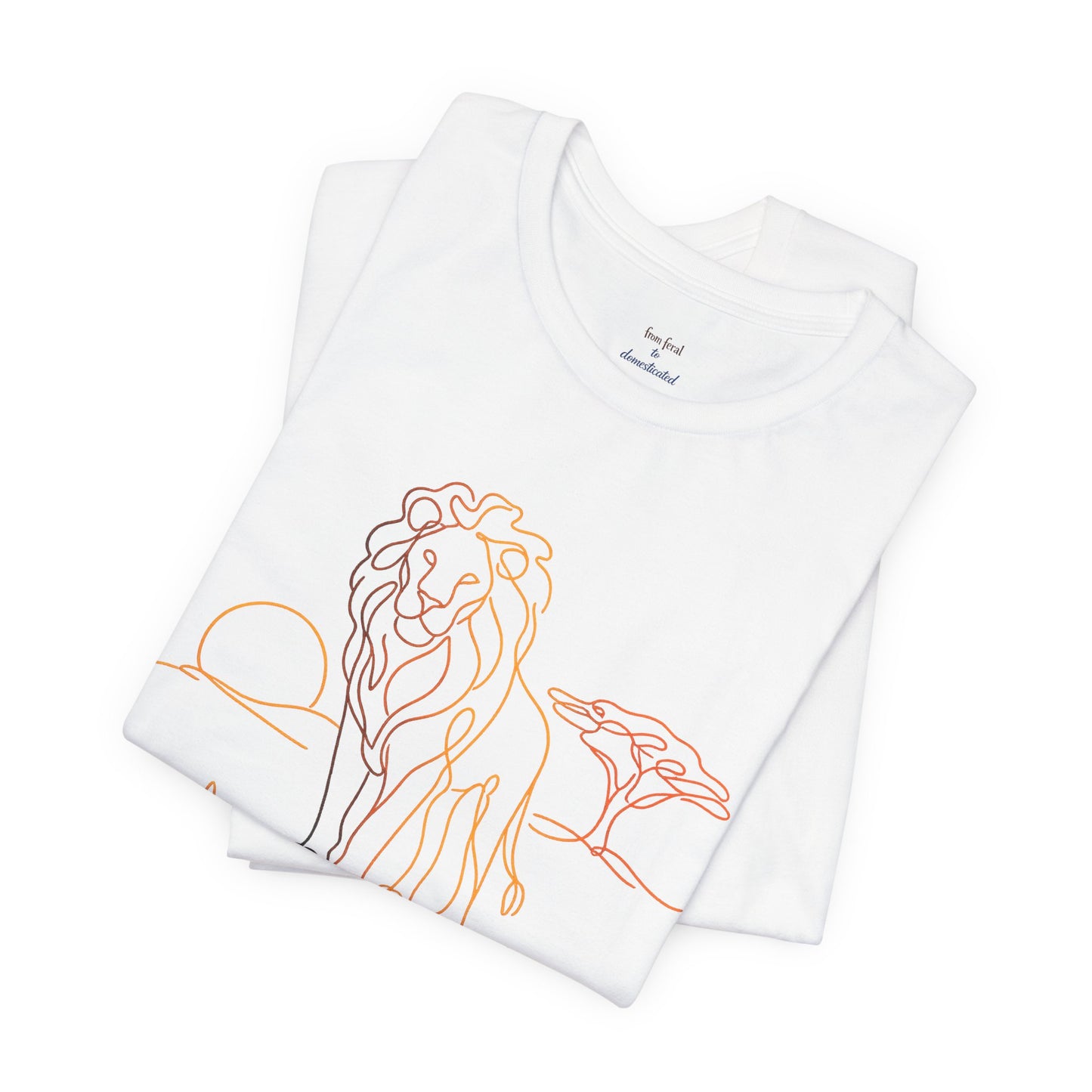 Lion Sunset Tee — Minimal Line Art Safari T-Shirt