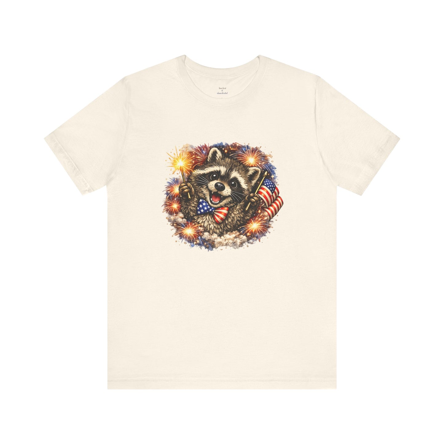Patriot Raccoon 250th Anniversary T-Shirt — 4th of July Fireworks Flag Tee