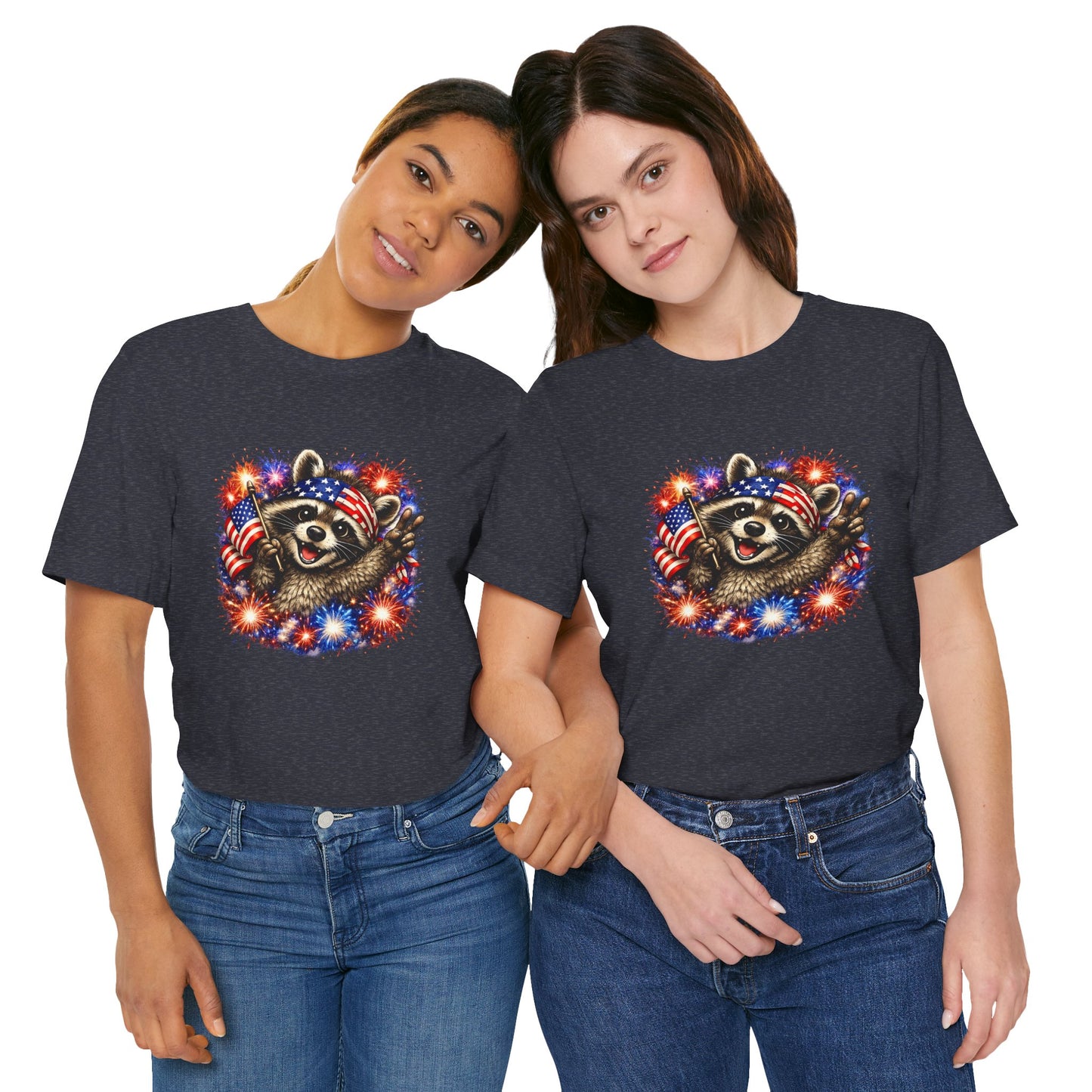 Patriot Raccoon 250th Anniversary T-Shirt — 4th of July Fireworks Flag Tee