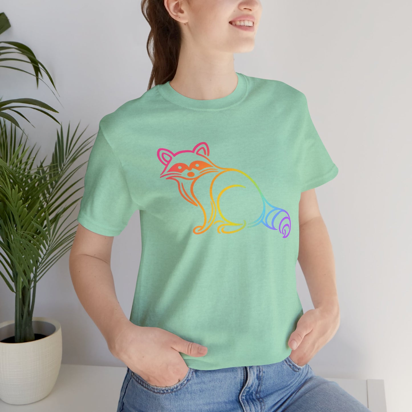 Rascal Raccoon Tee — Minimal Line Raccoon Scenic Graphic T-Shirt