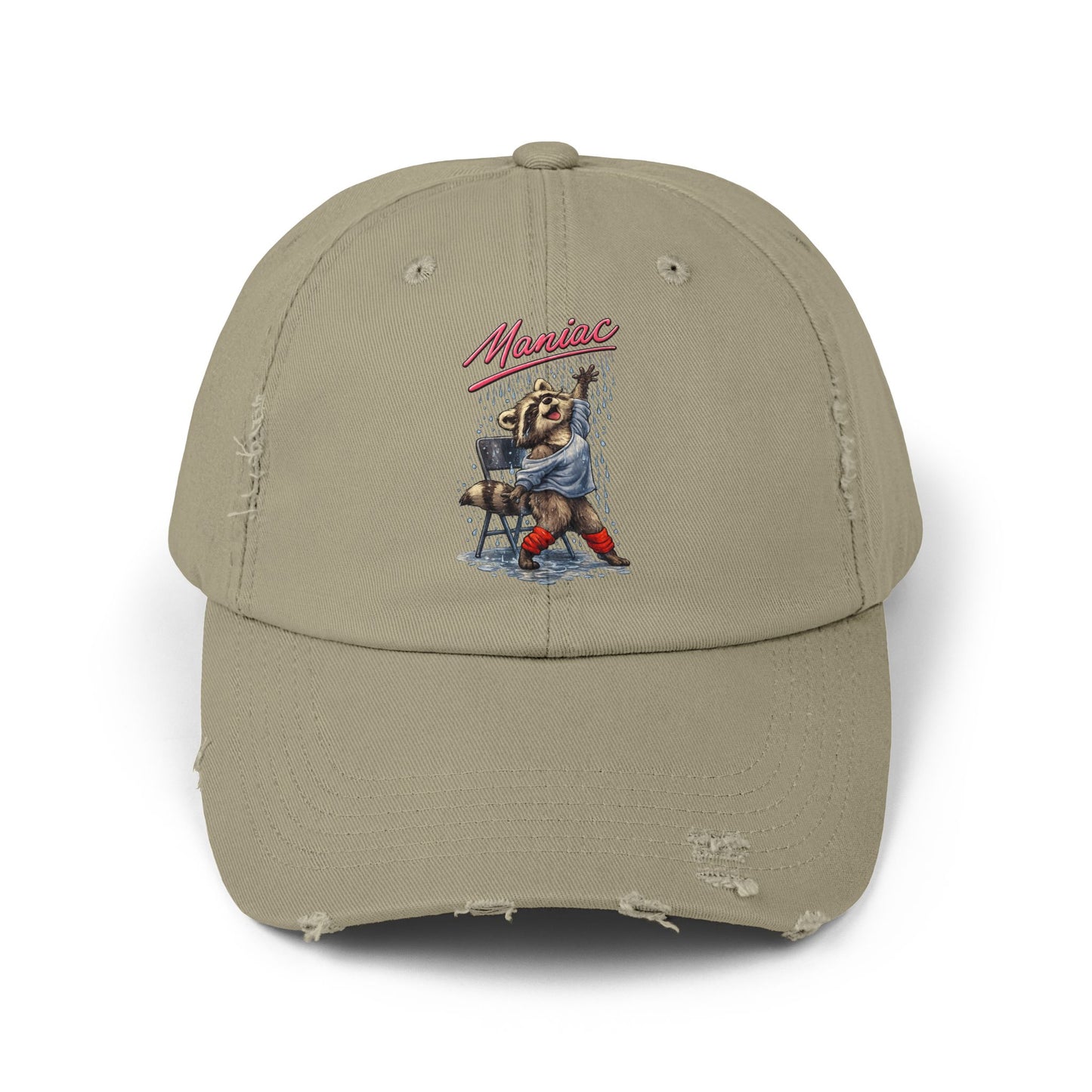 Maniac Distressed Cap — Raccoon Mom/Dad Funny Dad Hat