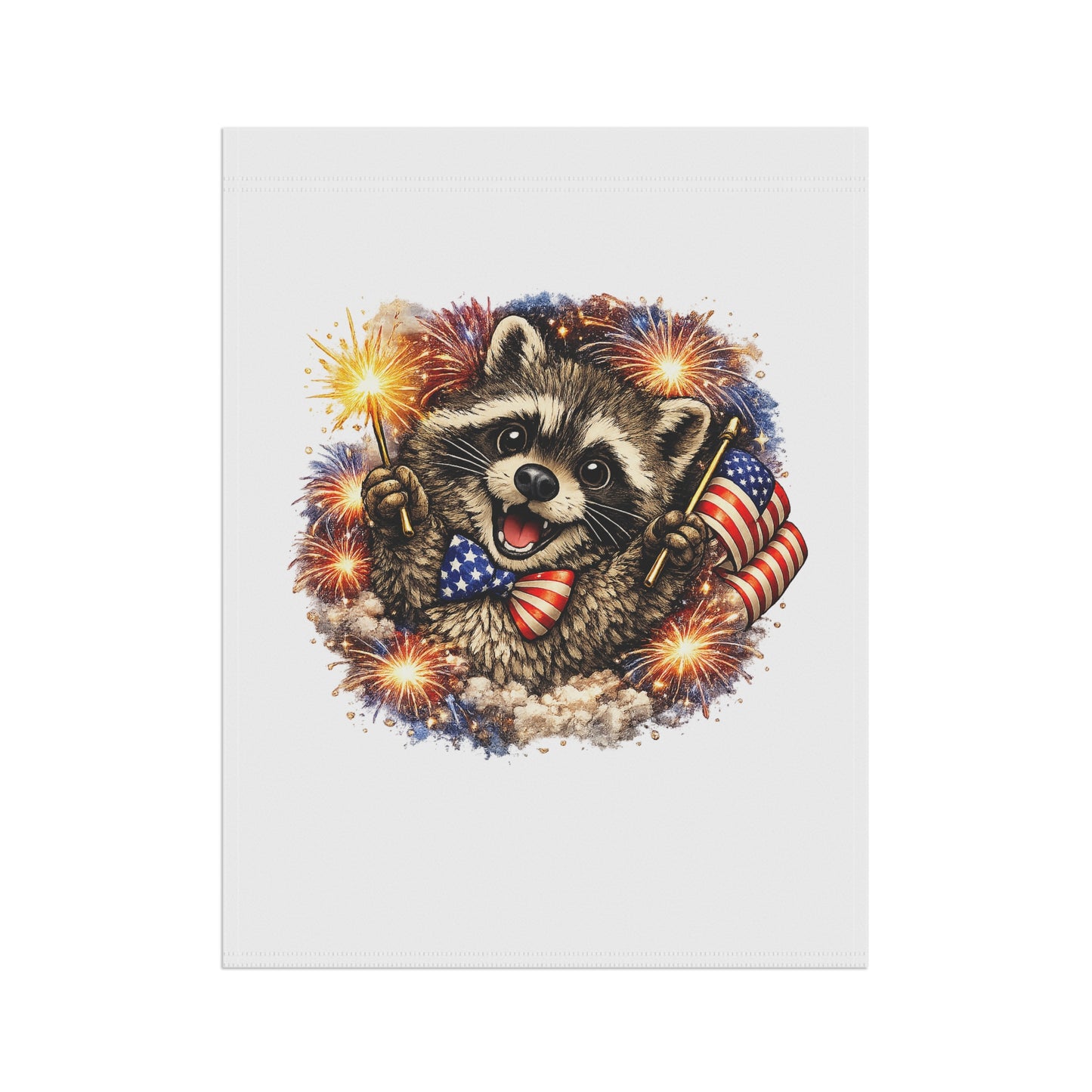 Patriotic Raccoon 250 Garden Flag — 4th of July House Banner