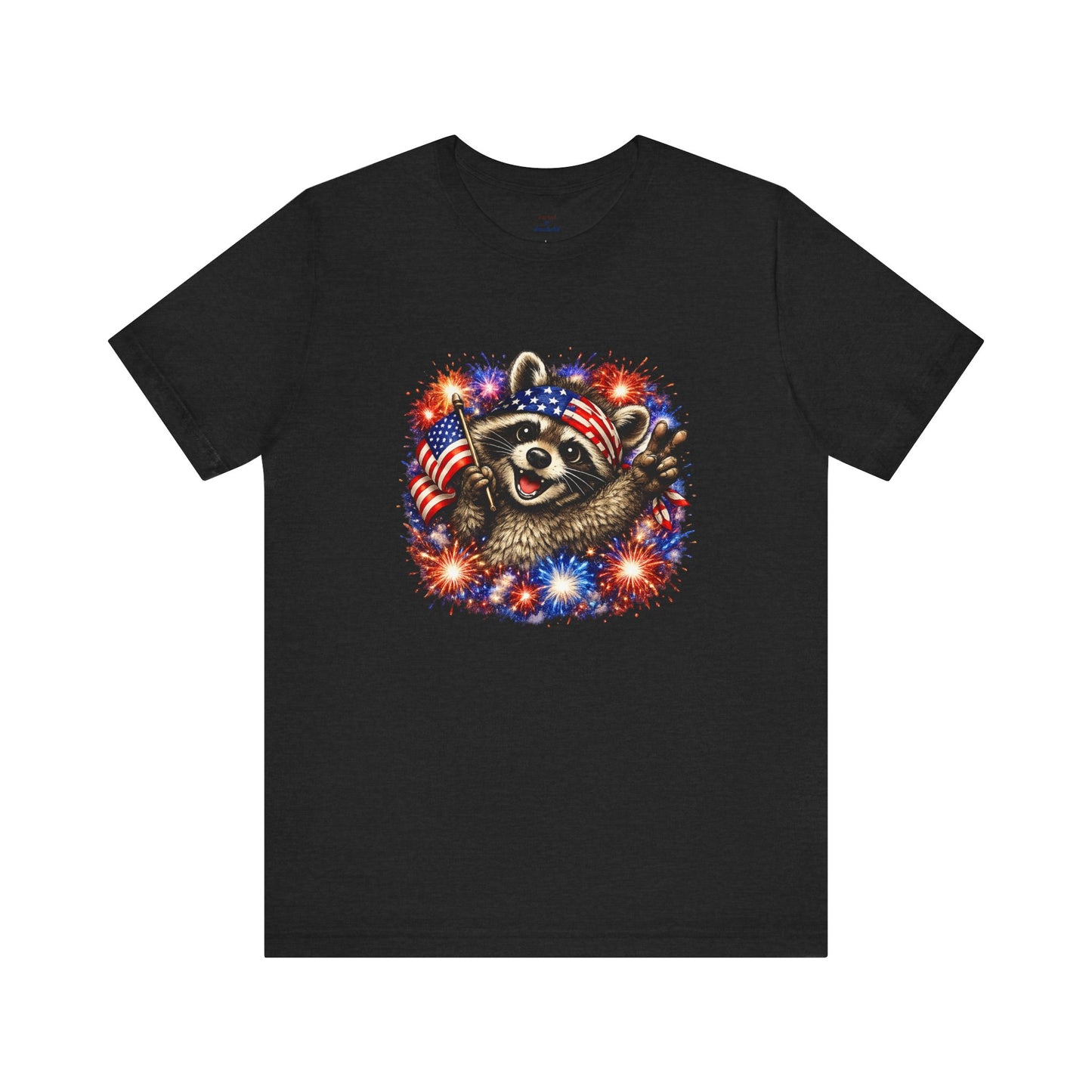 Patriot Raccoon 250th Anniversary T-Shirt — 4th of July Fireworks Flag Tee