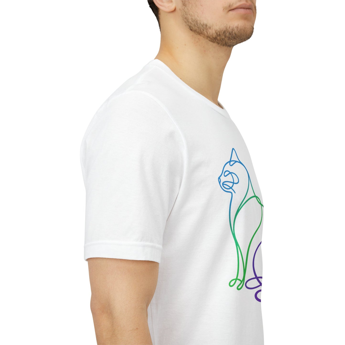 Colorful Line | Work Sitting Cat T-Shirt