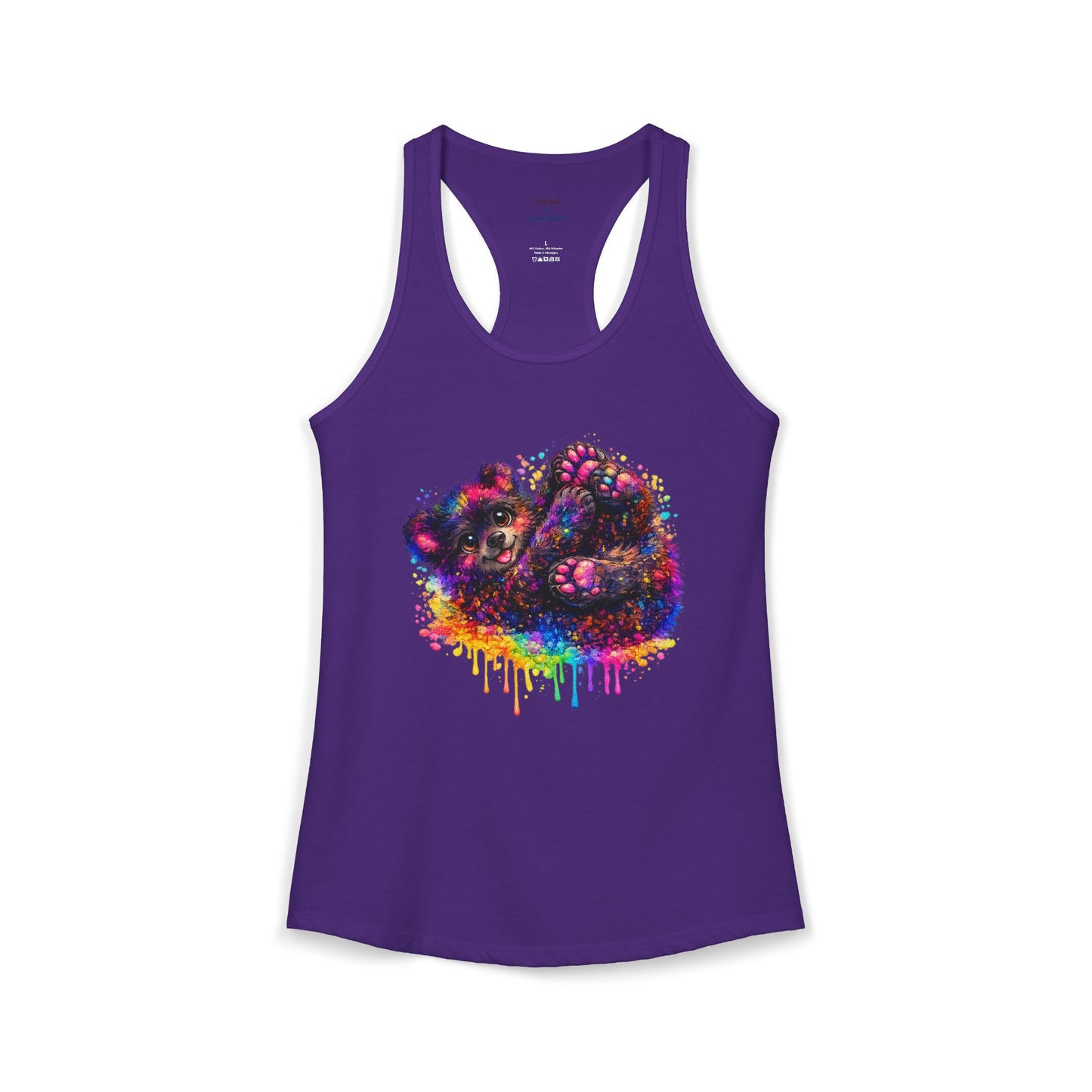 Watercolor Wildlife Bear Cub Racerback Tank