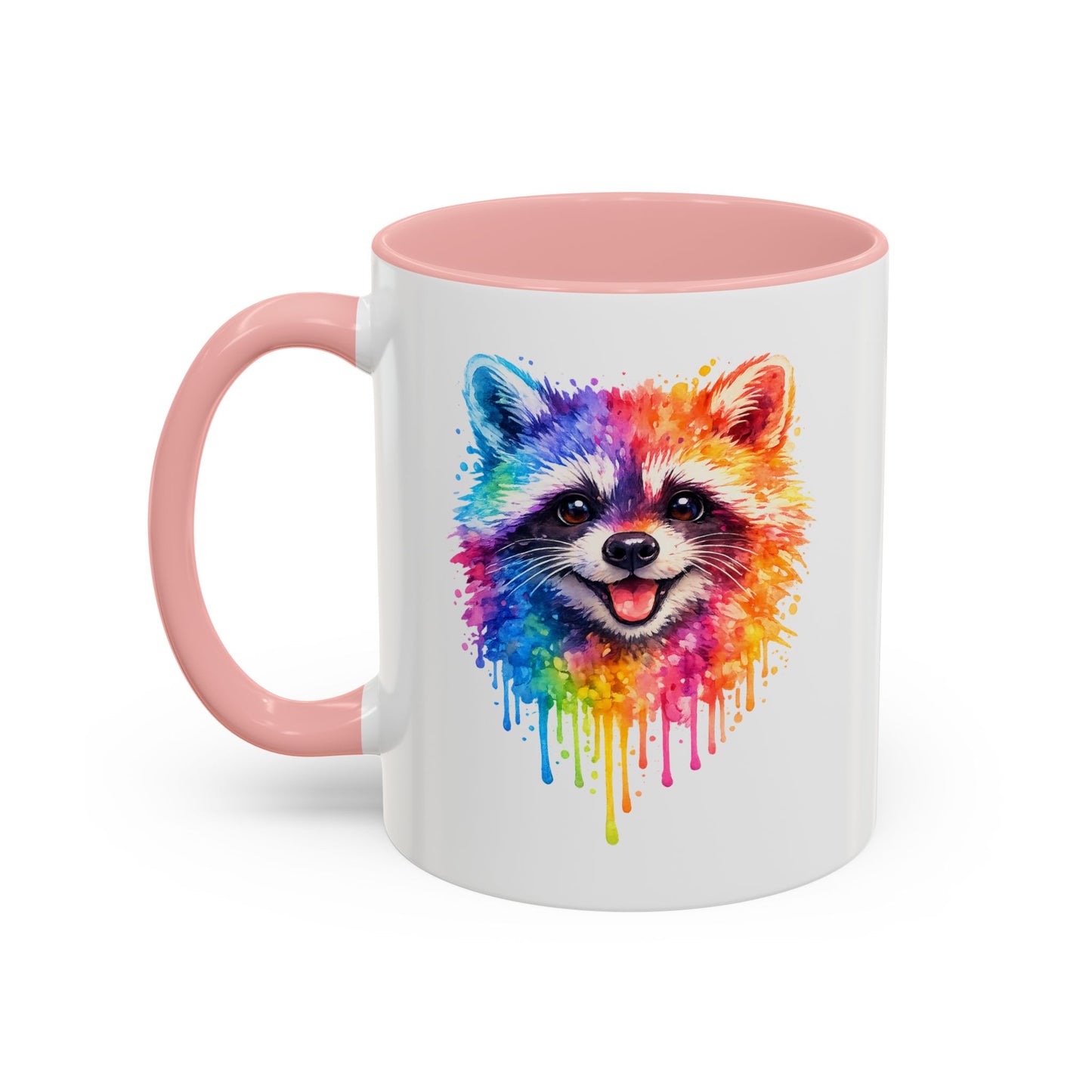 Cheerful Watercolor Raccoon Accent Coffee Mug