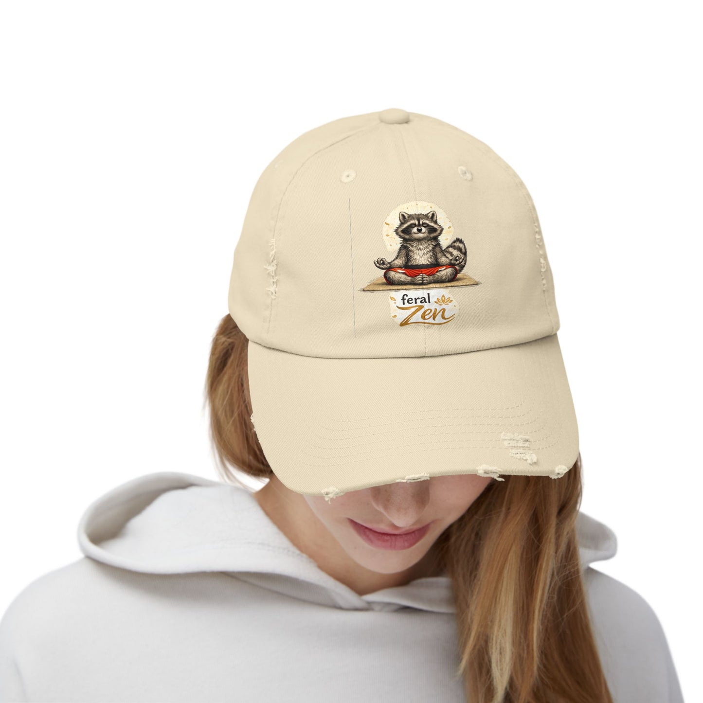 Feral Zen Distressed Cap — Raccoon Mom/Dad Funny Dad Hat