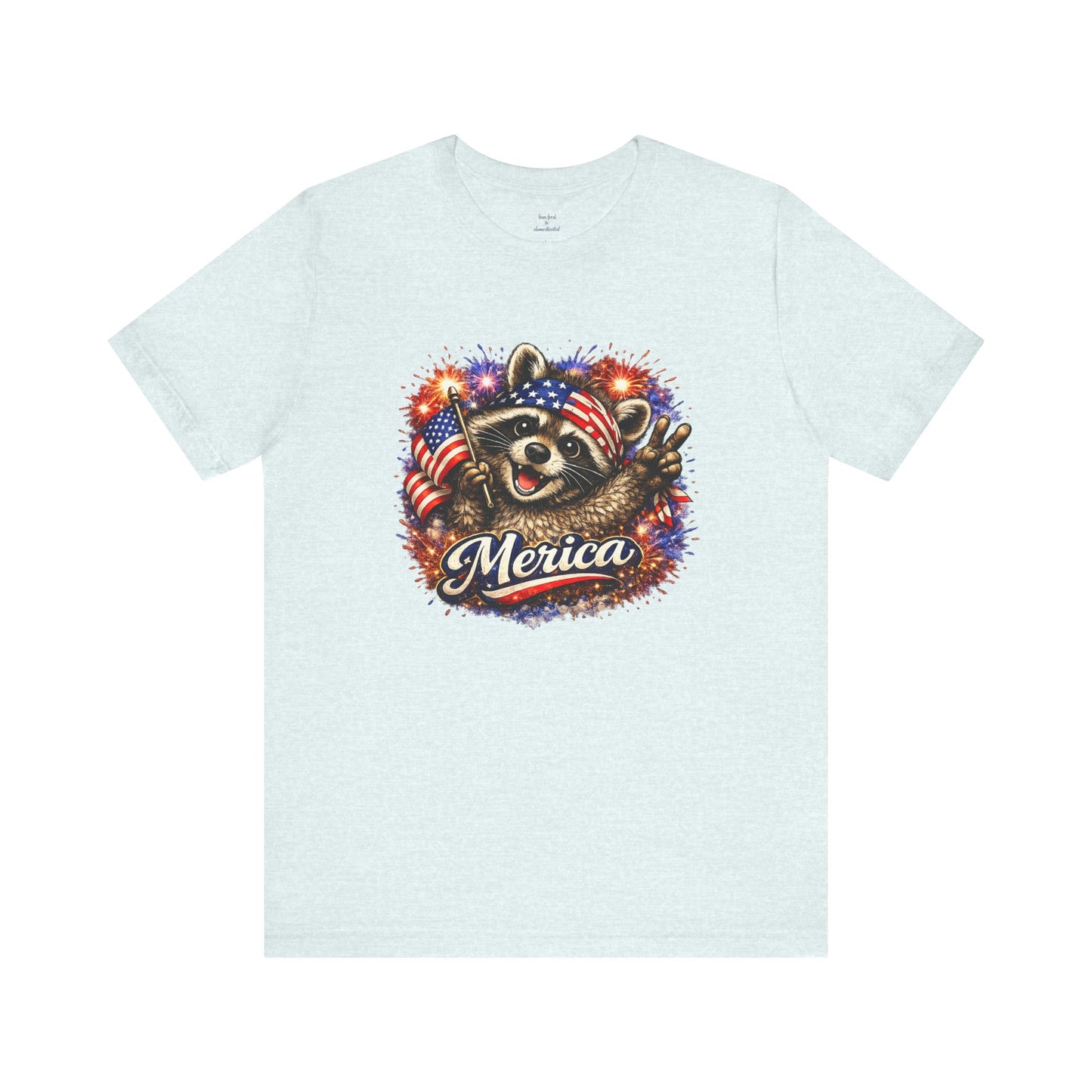 Patriot Raccoon 250th Anniversary T-Shirt — 4th of July Fireworks Flag Tee