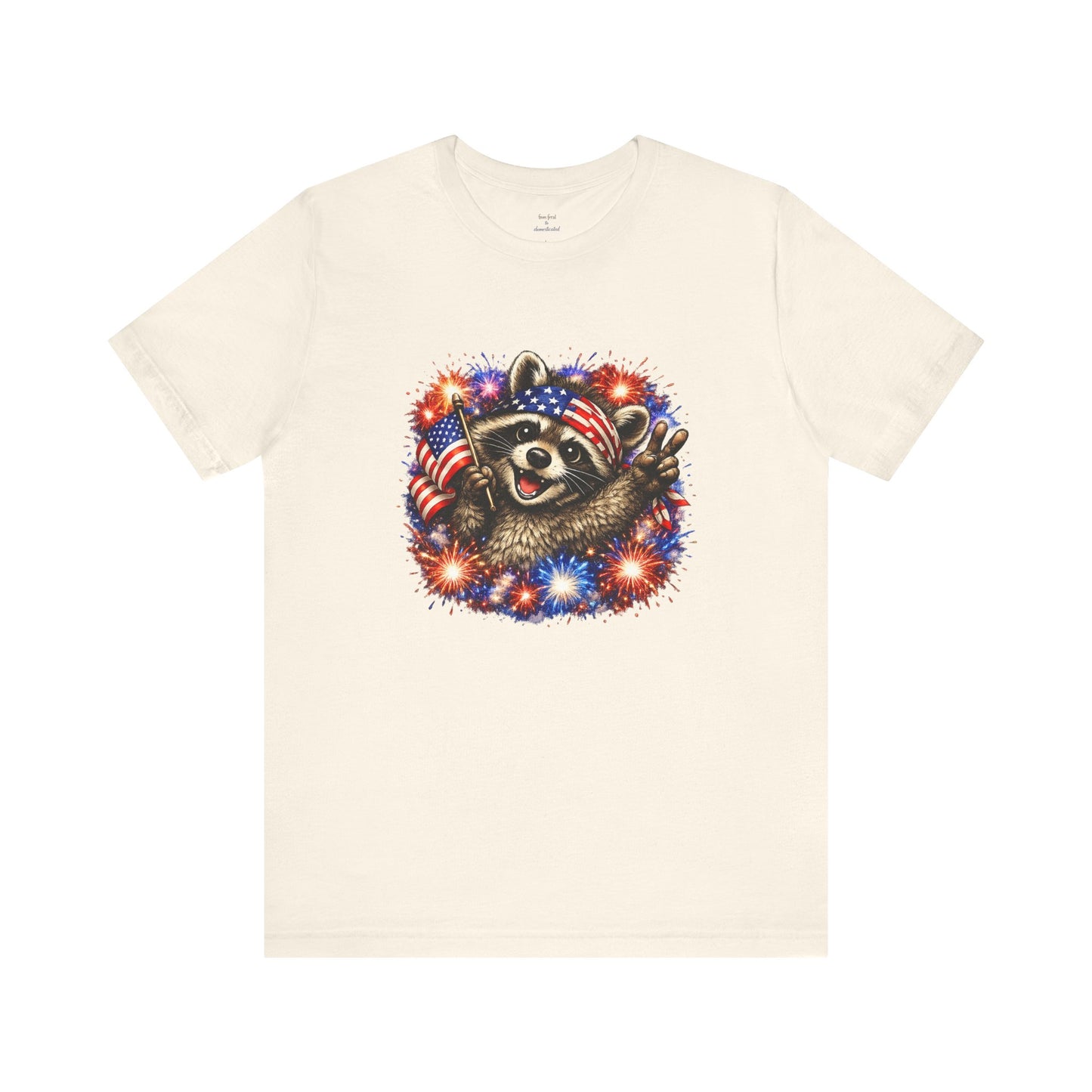 Patriot Raccoon 250th Anniversary T-Shirt — 4th of July Fireworks Flag Tee