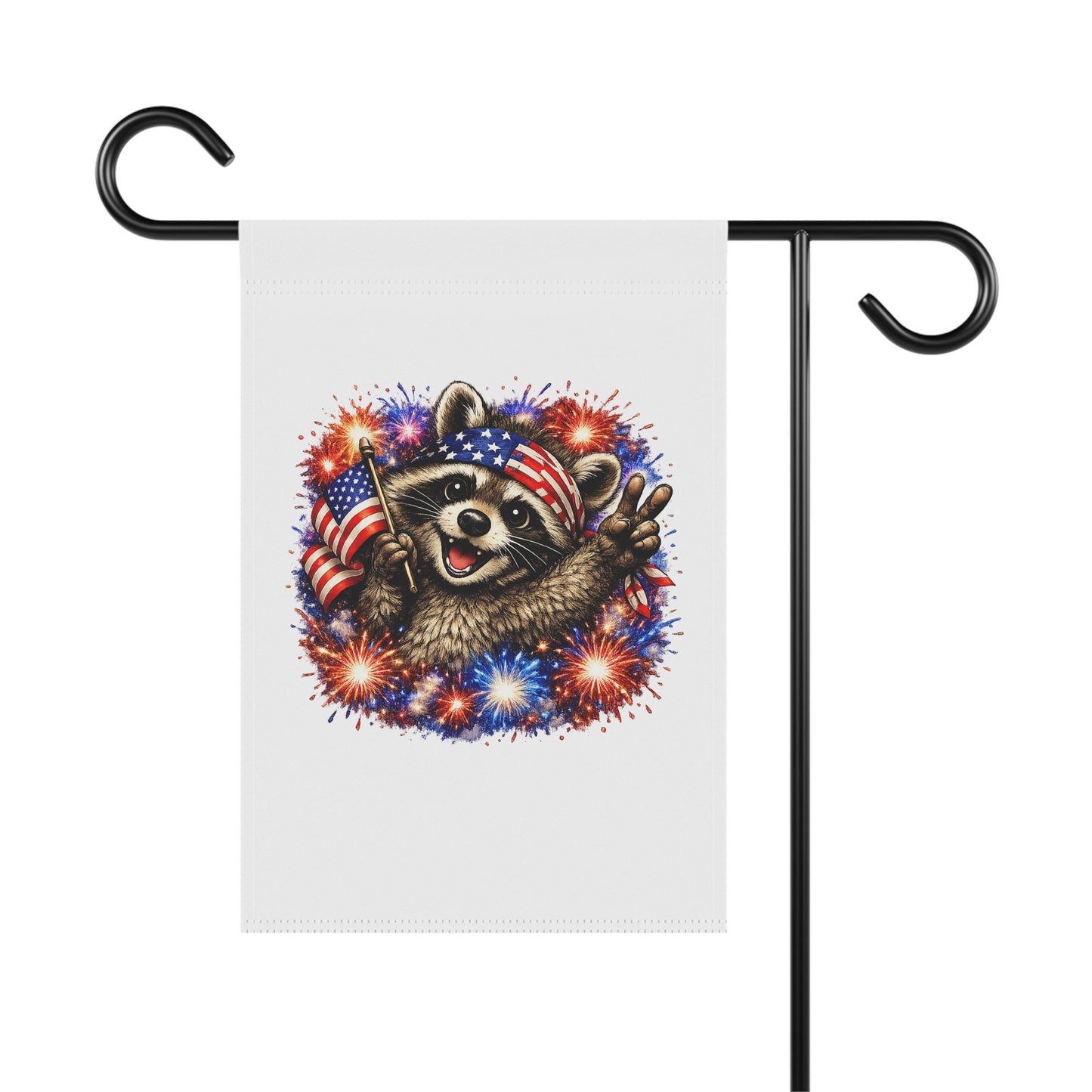 Patriotic Raccoon 250 Garden Flag — 4th of July House Banner