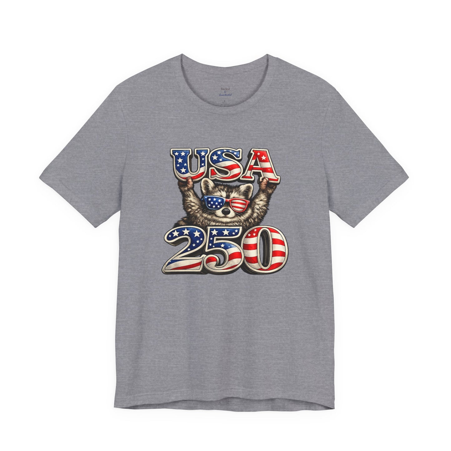 Patriot Raccoon 250th Anniversary T-Shirt — 4th of July Fireworks Flag Tee