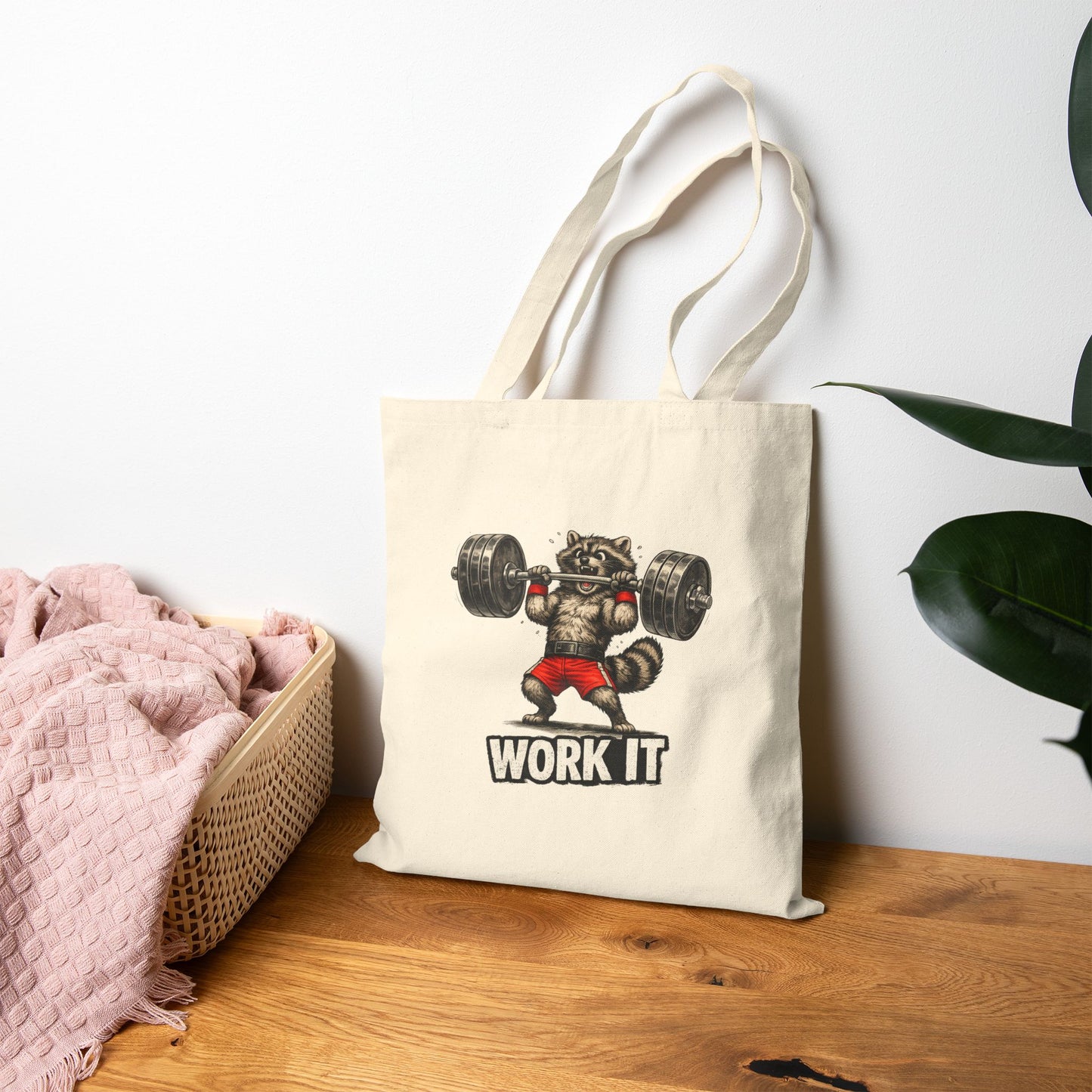Work It Raccoon Canvas Tote Bag