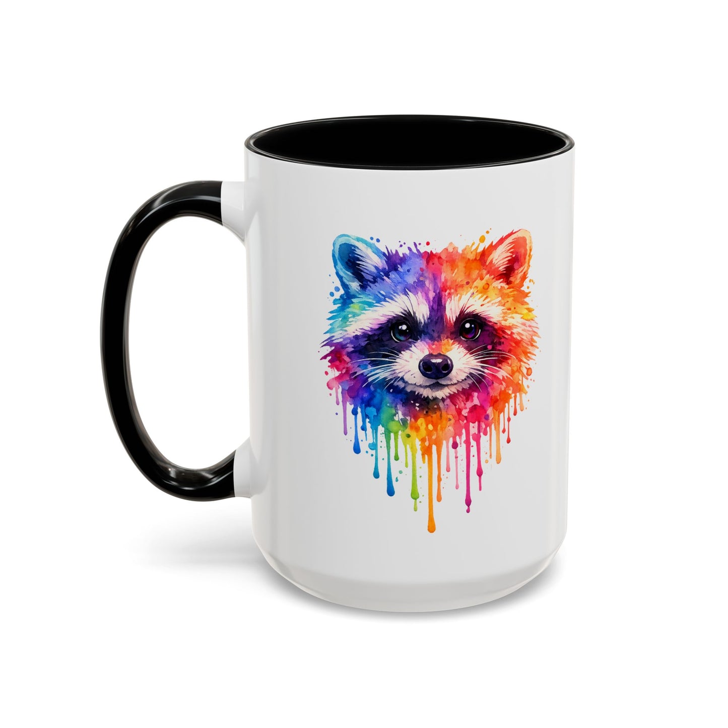 Cheerful Watercolor Raccoon Accent Coffee Mug