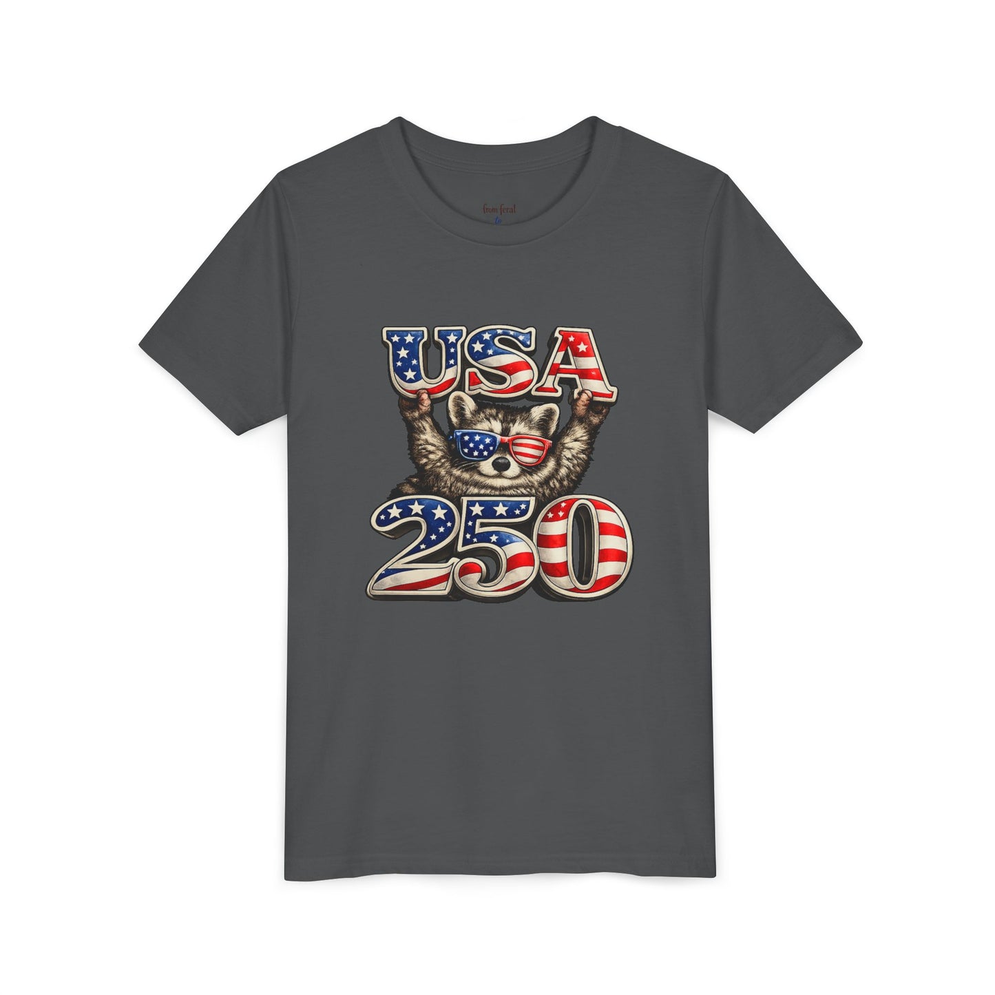 Patriotic Raccoon Youth Tee — Raccoon with USA 250