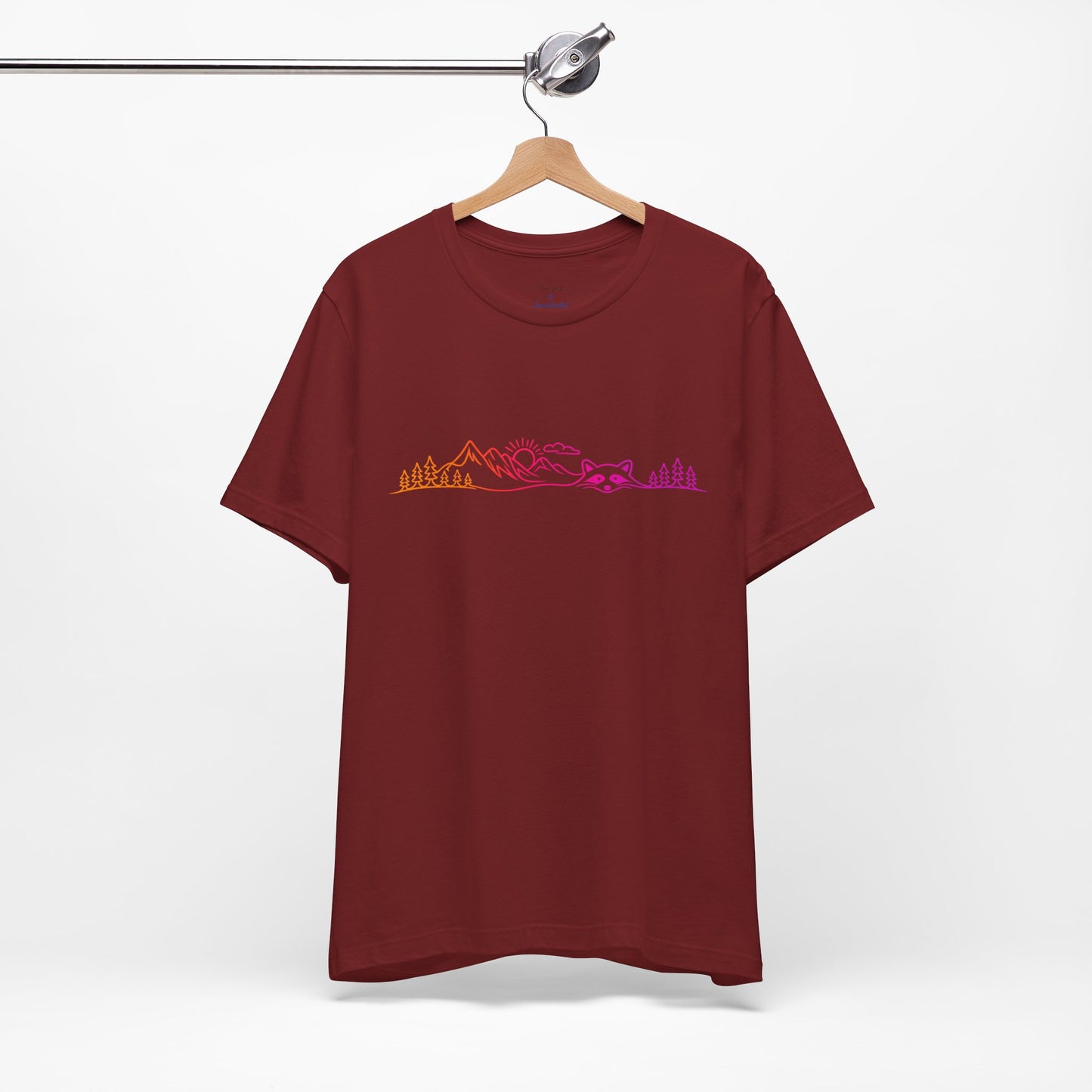 Raccoon Tee — Minimal Line Raccoon Scenic Graphic T-Shirt