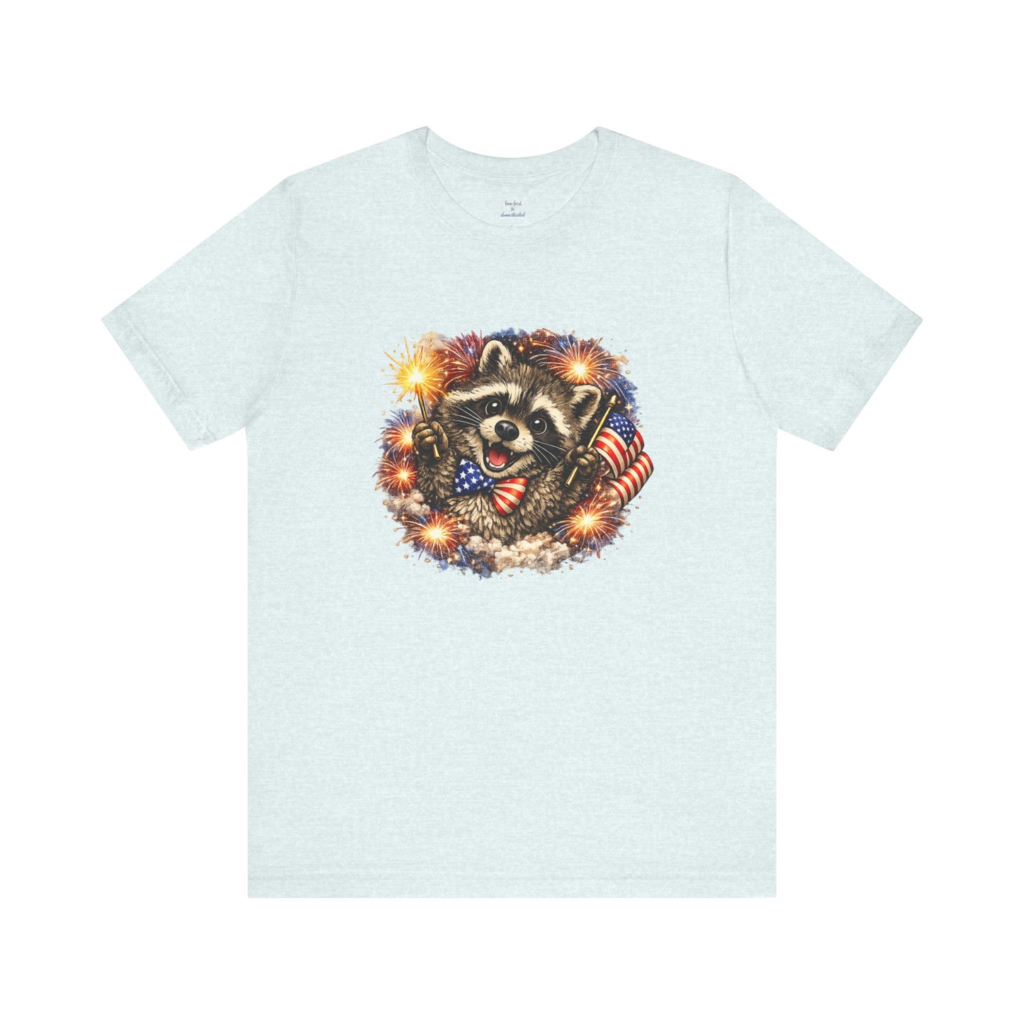 Patriot Raccoon 250th Anniversary T-Shirt — 4th of July Fireworks Flag Tee
