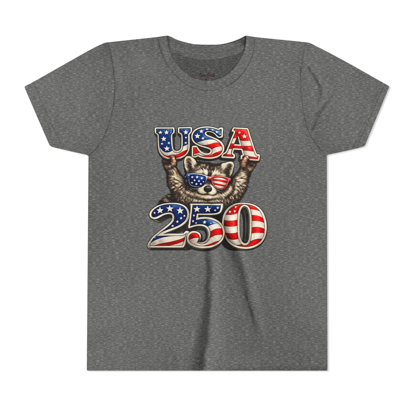 Patriotic Raccoon Youth Tee — Raccoon with USA 250