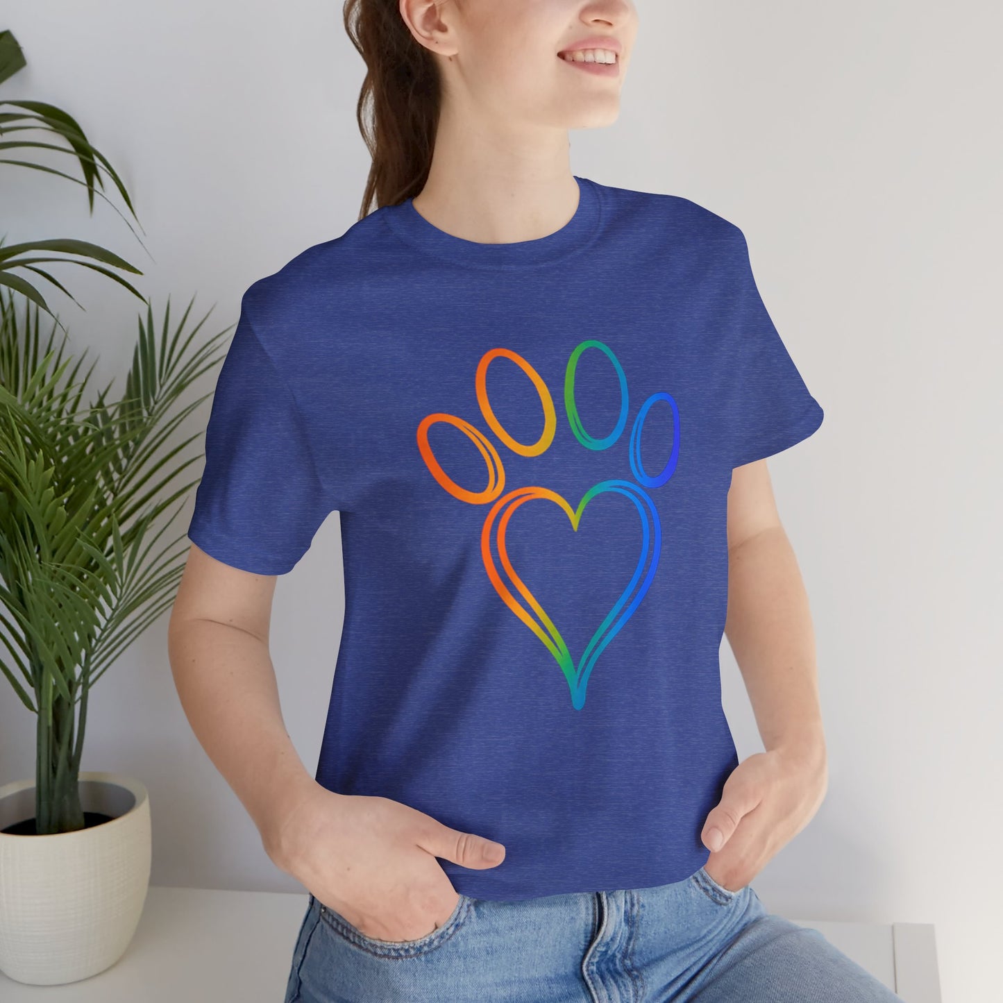 Heart/Paw Colorful Line-Work T-Shirt