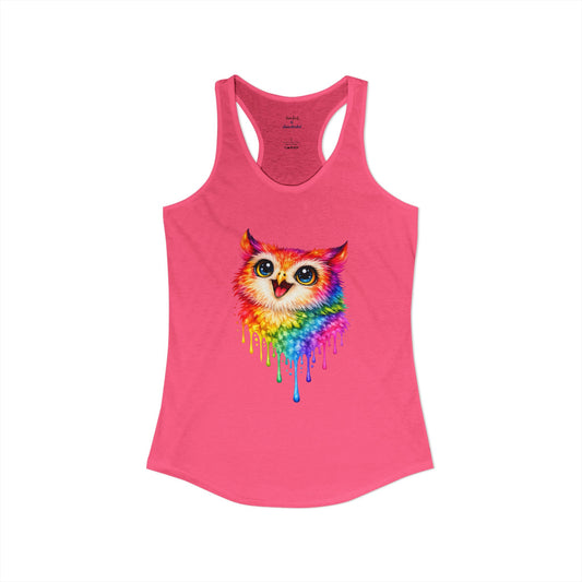 Watercolor Wildlife Owl Racerback Tank