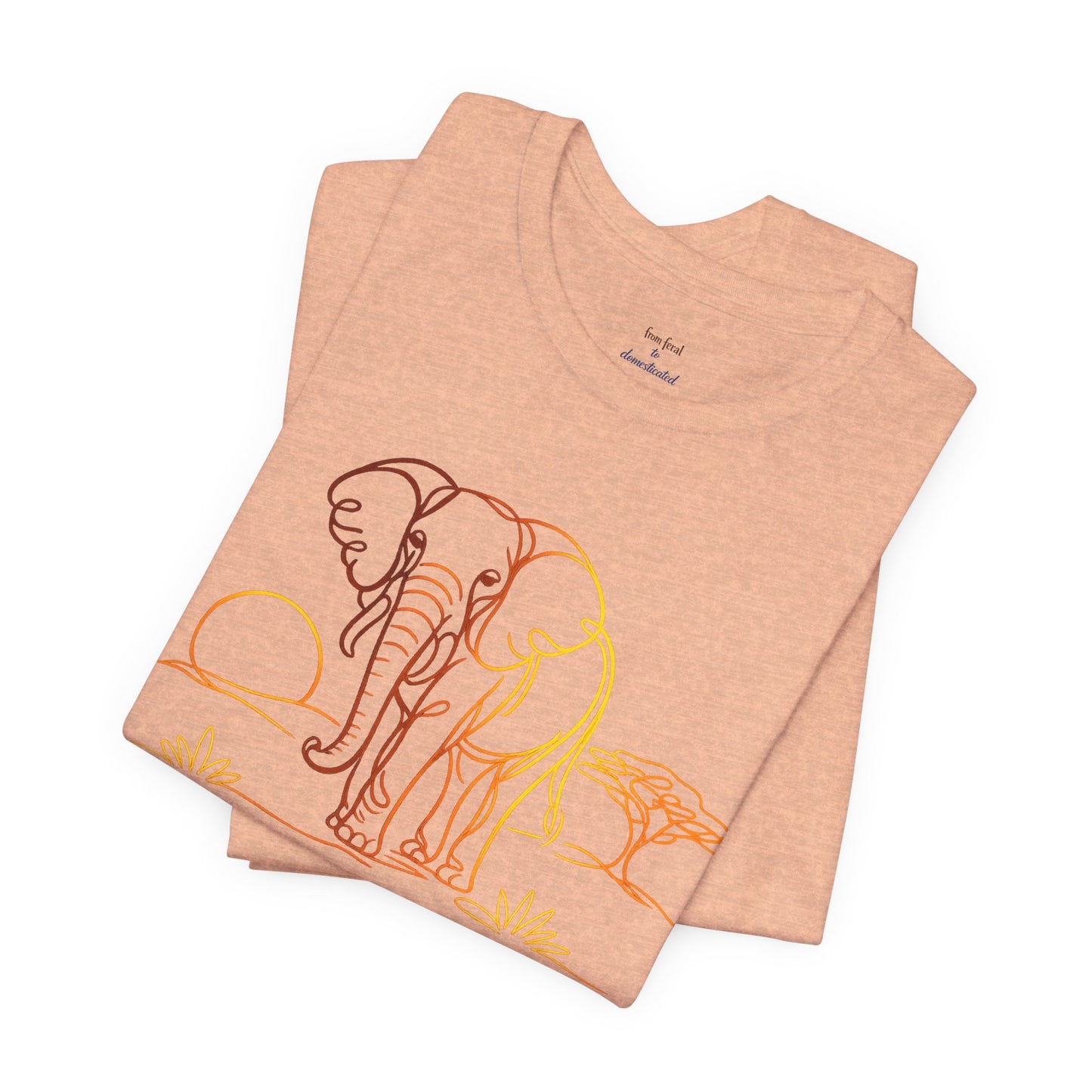 Elephant Sunset Tee — Minimal Line Art Safari T-Shirt
