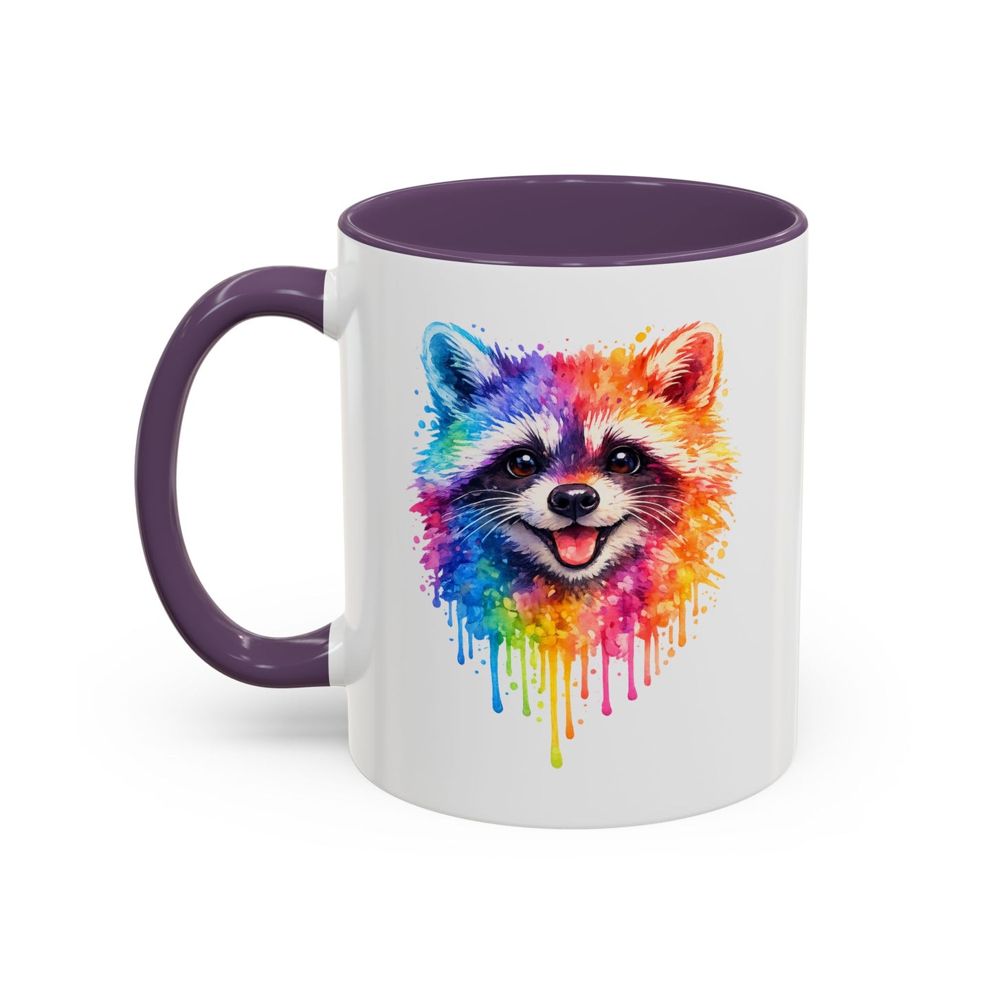 Cheerful Watercolor Raccoon Accent Coffee Mug