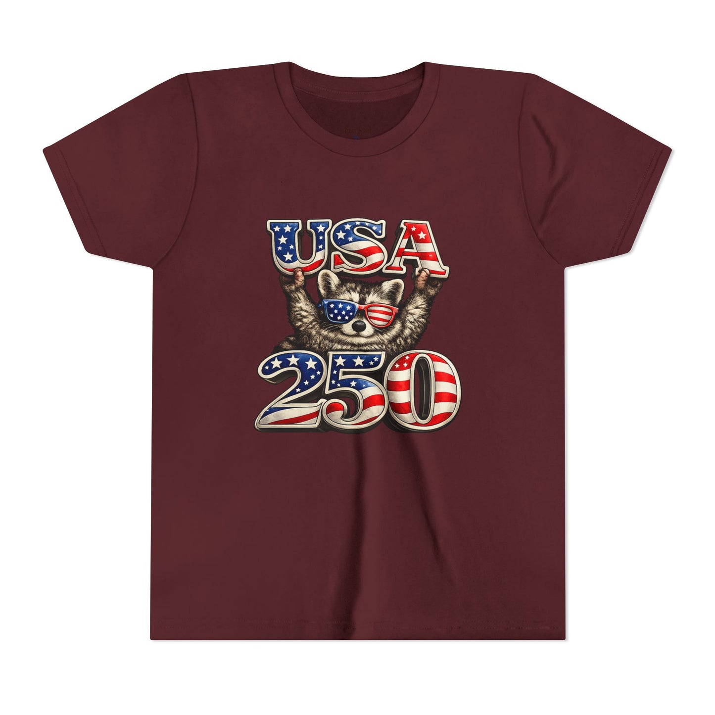 Patriotic Raccoon Youth Tee — Raccoon with USA 250