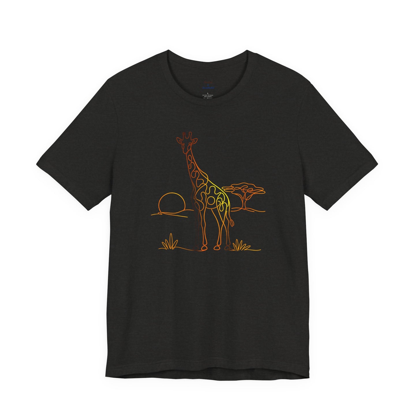 Giraffe Sunset Tee — Minimal Line Art Safari T-Shirt