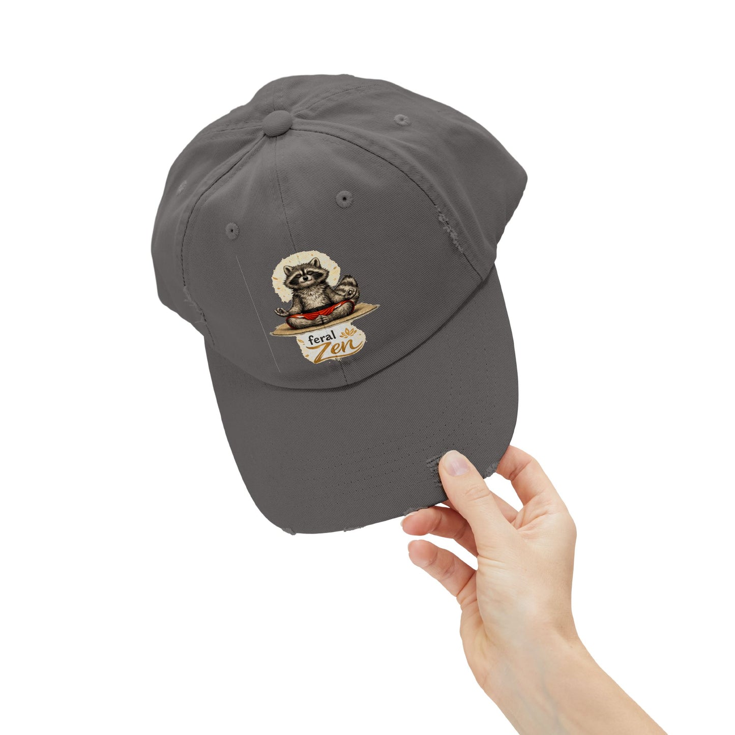Feral Zen Distressed Cap — Raccoon Mom/Dad Funny Dad Hat