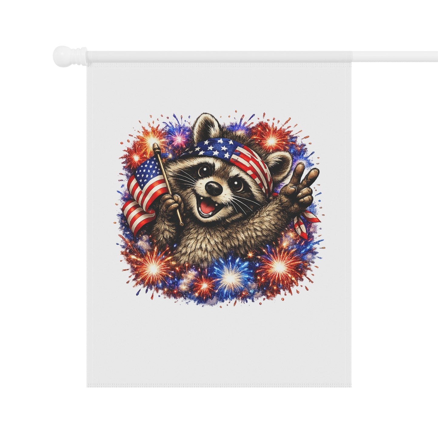 Patriotic Raccoon 250 Garden Flag — 4th of July House Banner