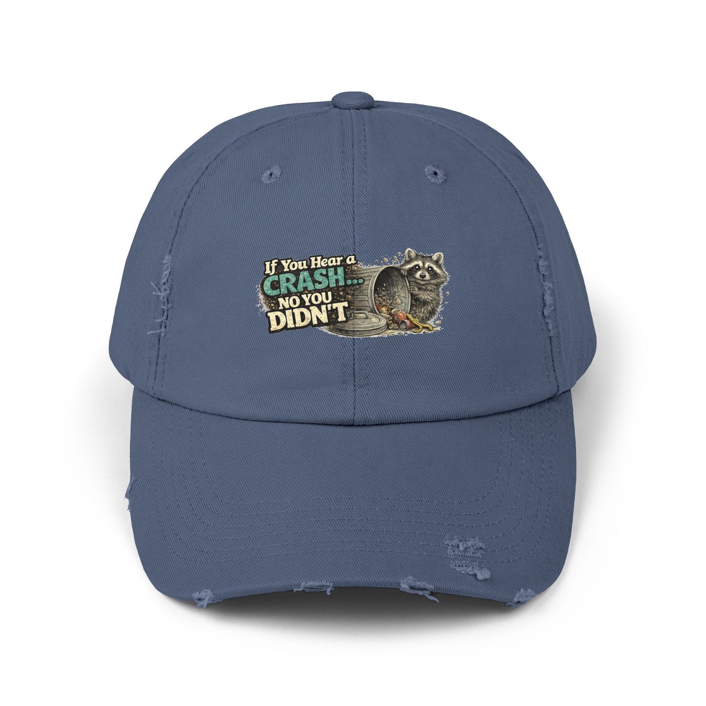 Crash Distressed Cap — Raccoon Mom/Dad Funny Dad Hat