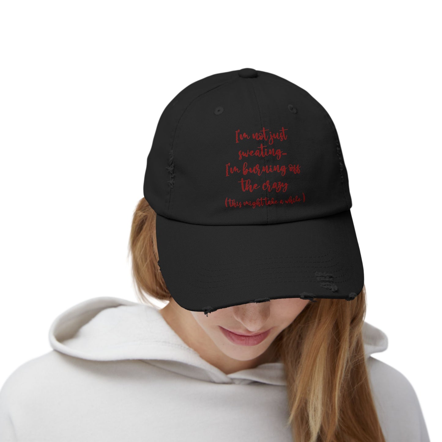 "Sweating" Distressed Cap —  Funny Truth Hat