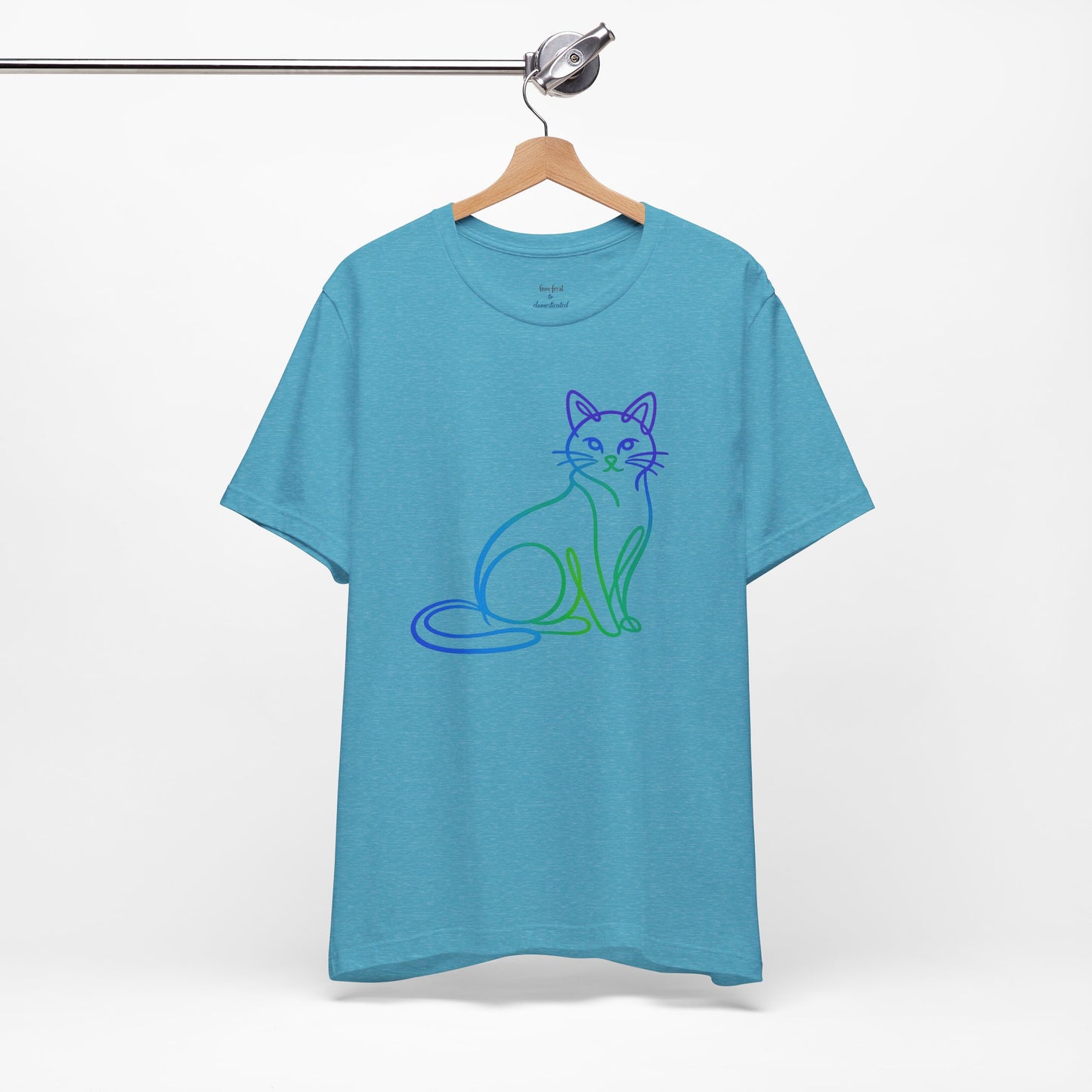 Colorful Line-Work Sitting Cat T-Shirt