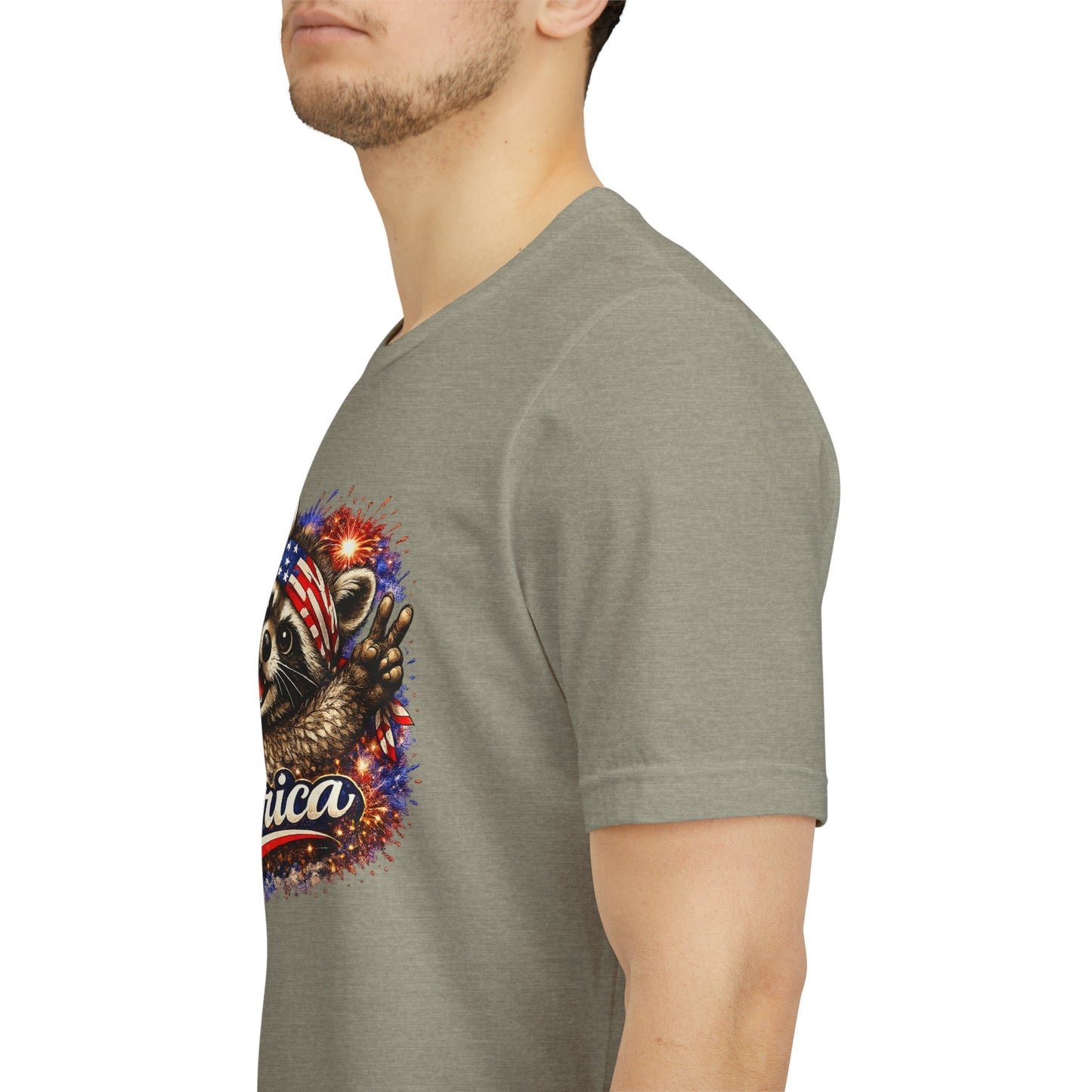 Patriot Raccoon 250th Anniversary T-Shirt — 4th of July Fireworks Flag Tee