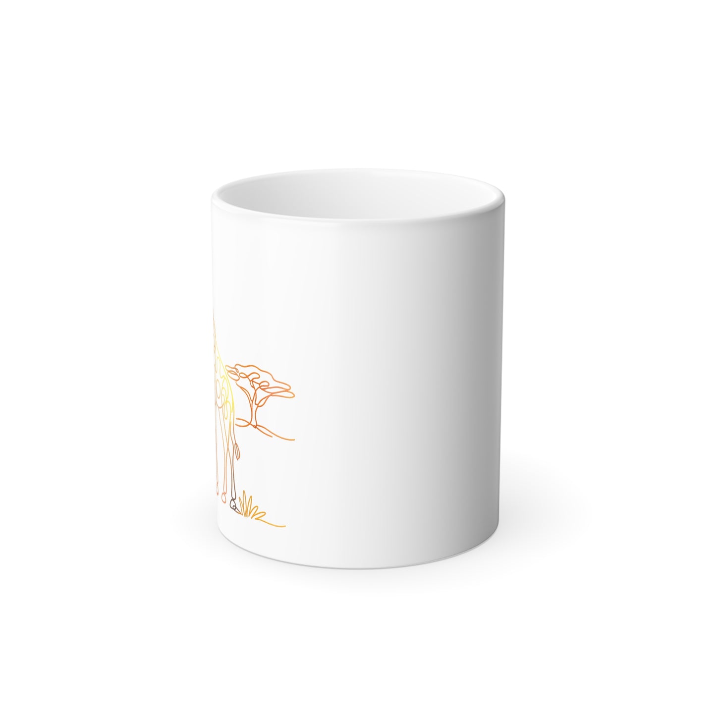 Color-Changing Mug — Minimal Continuous Line Safari Giraffe, 11 oz