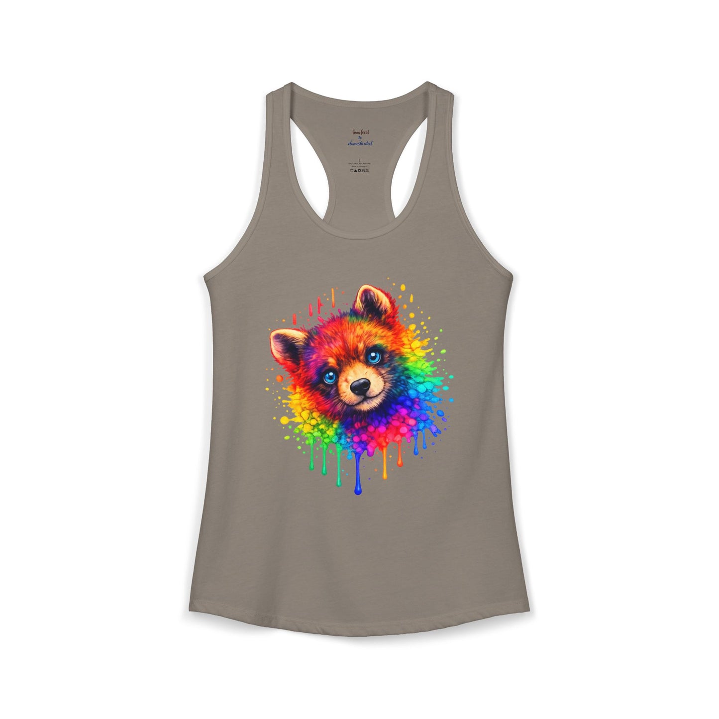 Watercolor Wildlife Bear Cub Racerback Tank