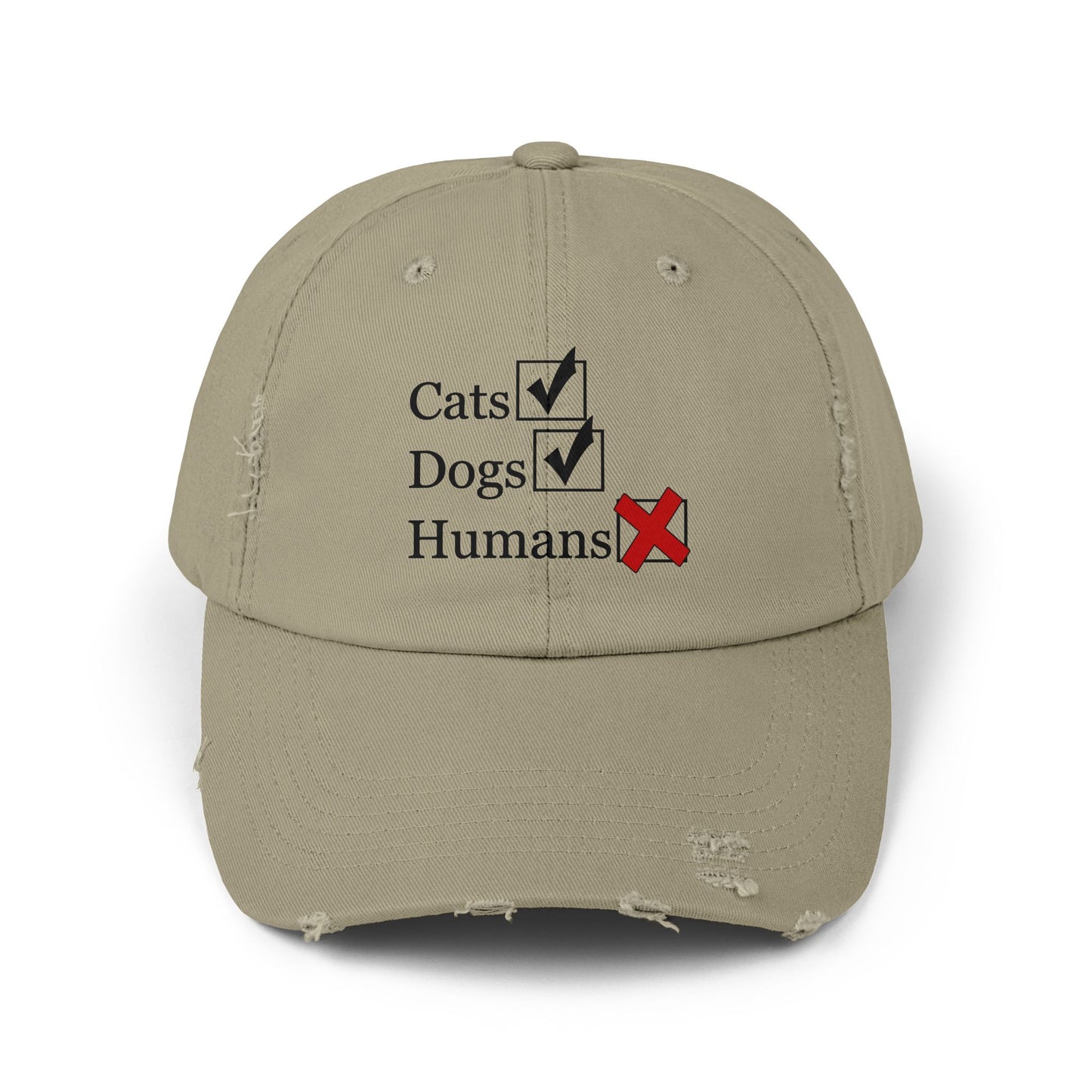 "No Humans" Distressed Cap —  Funny Truth Hat