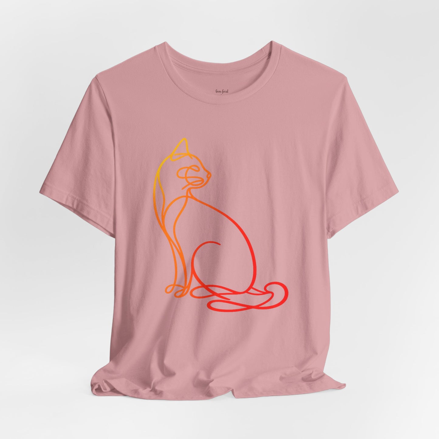 Colorful Line-Work Sitting Cat T-Shirt