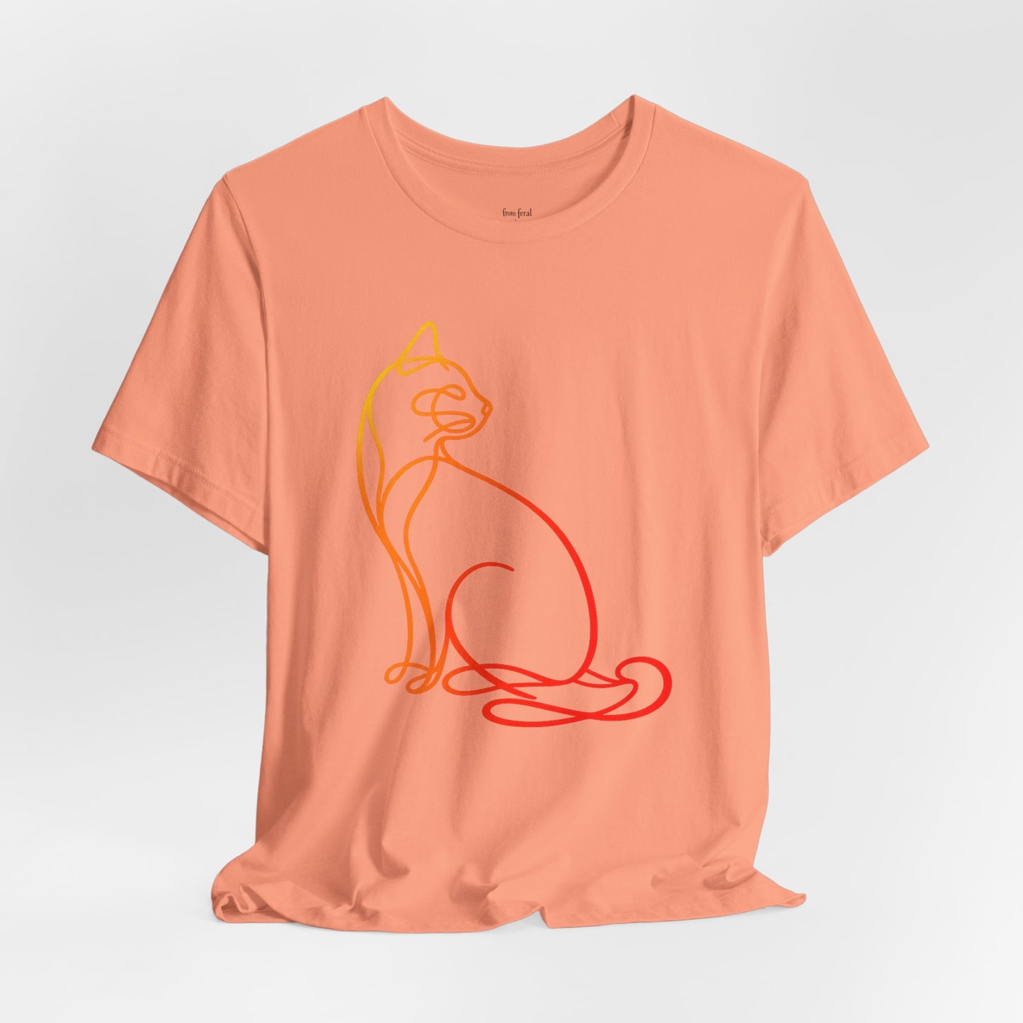 Colorful Line-Work Sitting Cat T-Shirt