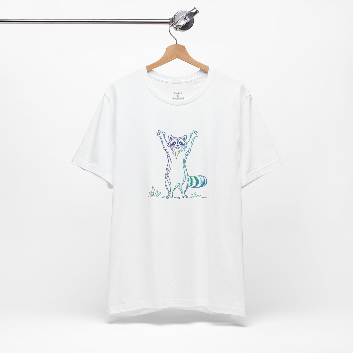 Raccoon Tee — Minimal Line Raccoon Scenic Graphic T-Shirt