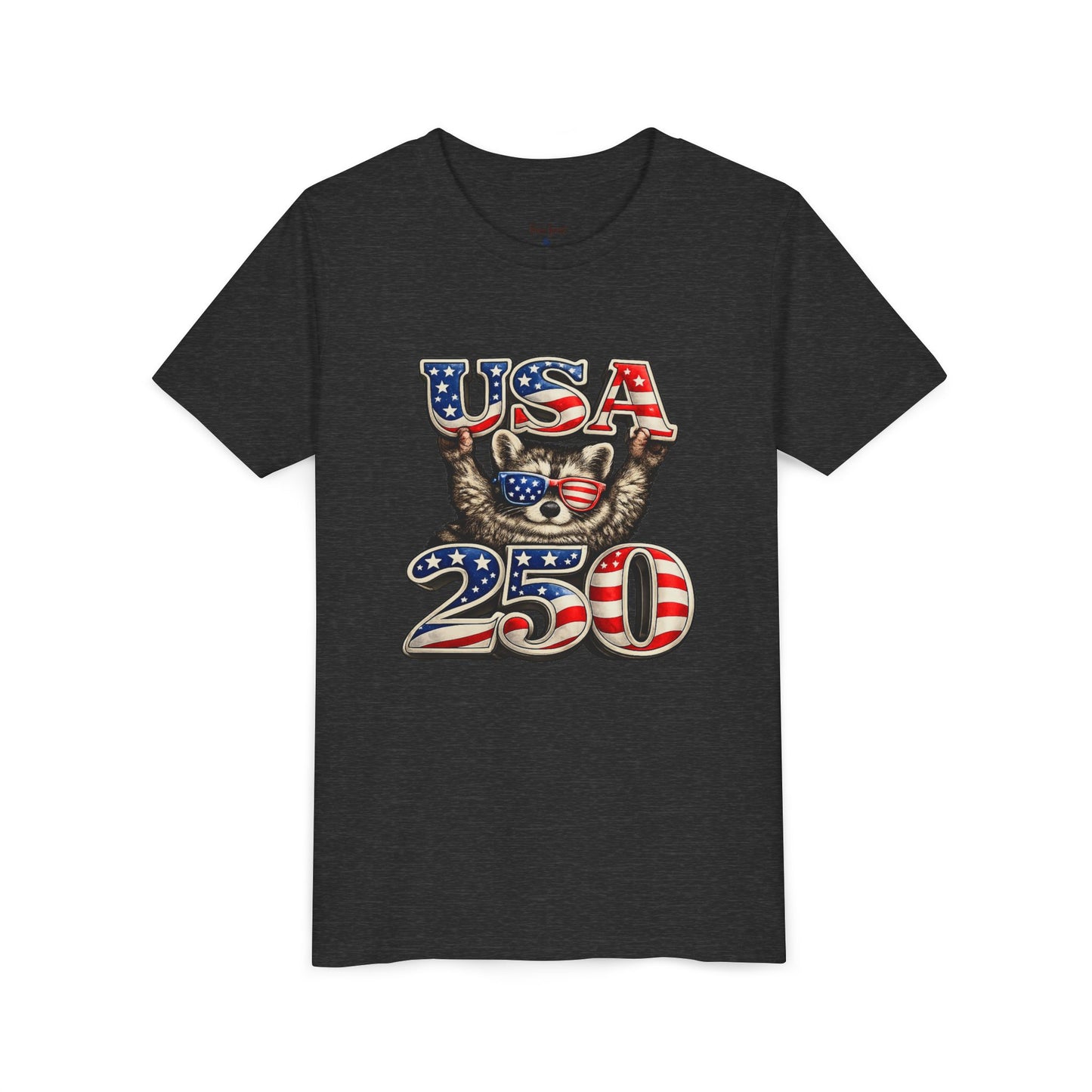 Patriotic Raccoon Youth Tee — Raccoon with USA 250