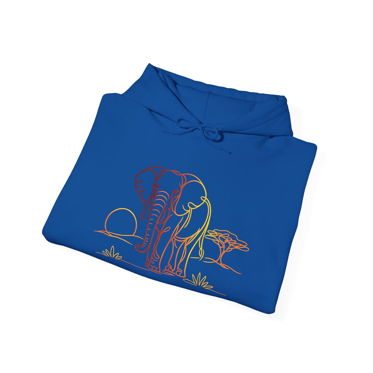 Elephant Sunset Hoodie — Minimal Safari Graphic Hooded Sweatshirt
