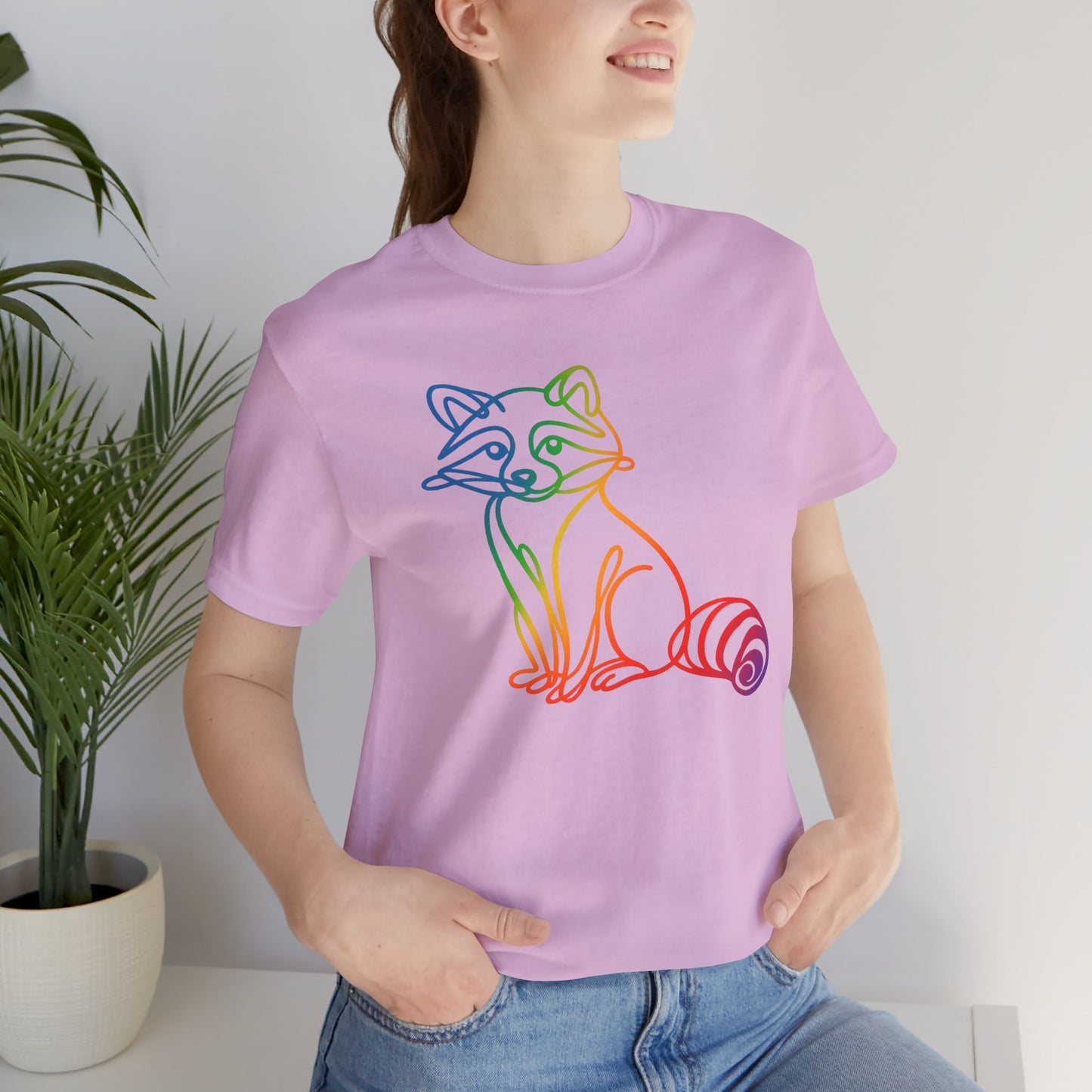 Raccoon Tee — Minimal Line Raccoon Scenic Graphic T-Shirt