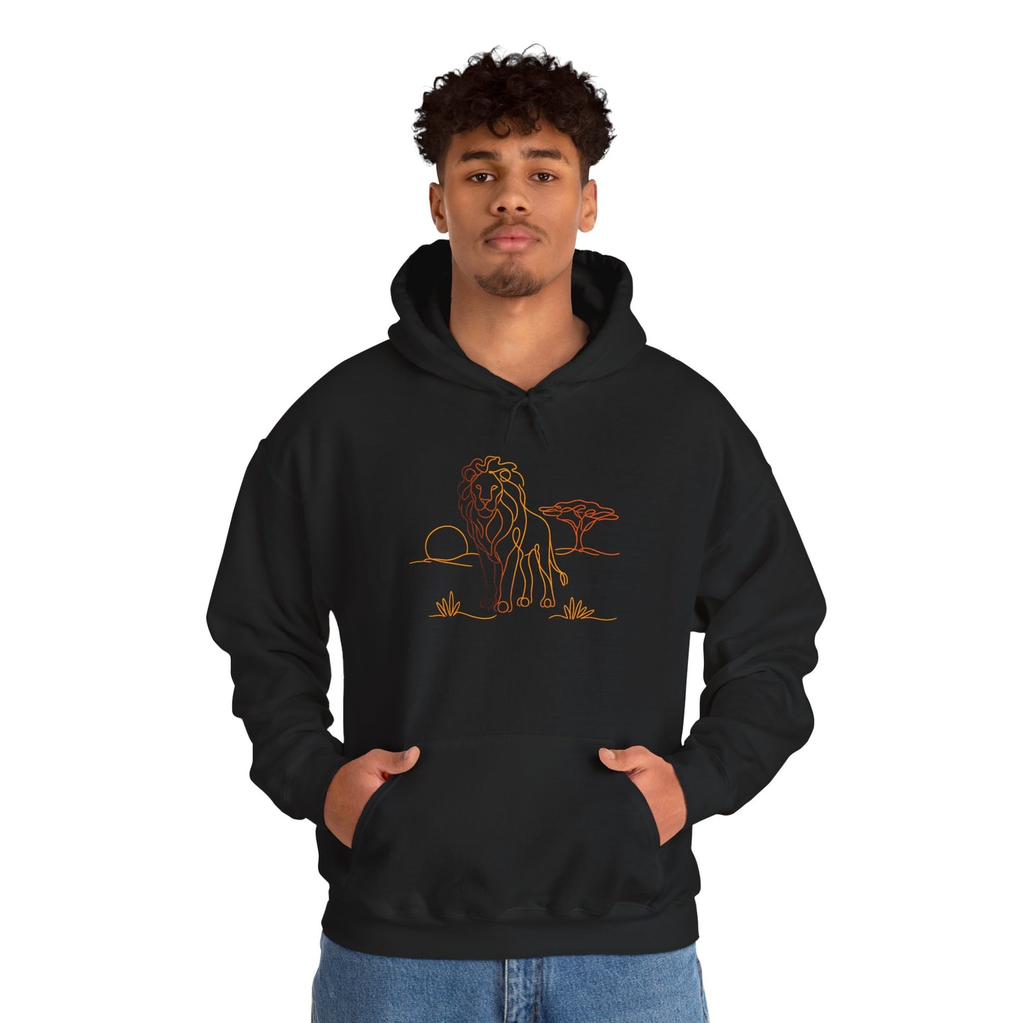 Lion Line Art Hoodie — Minimal Safari Sweatshirt