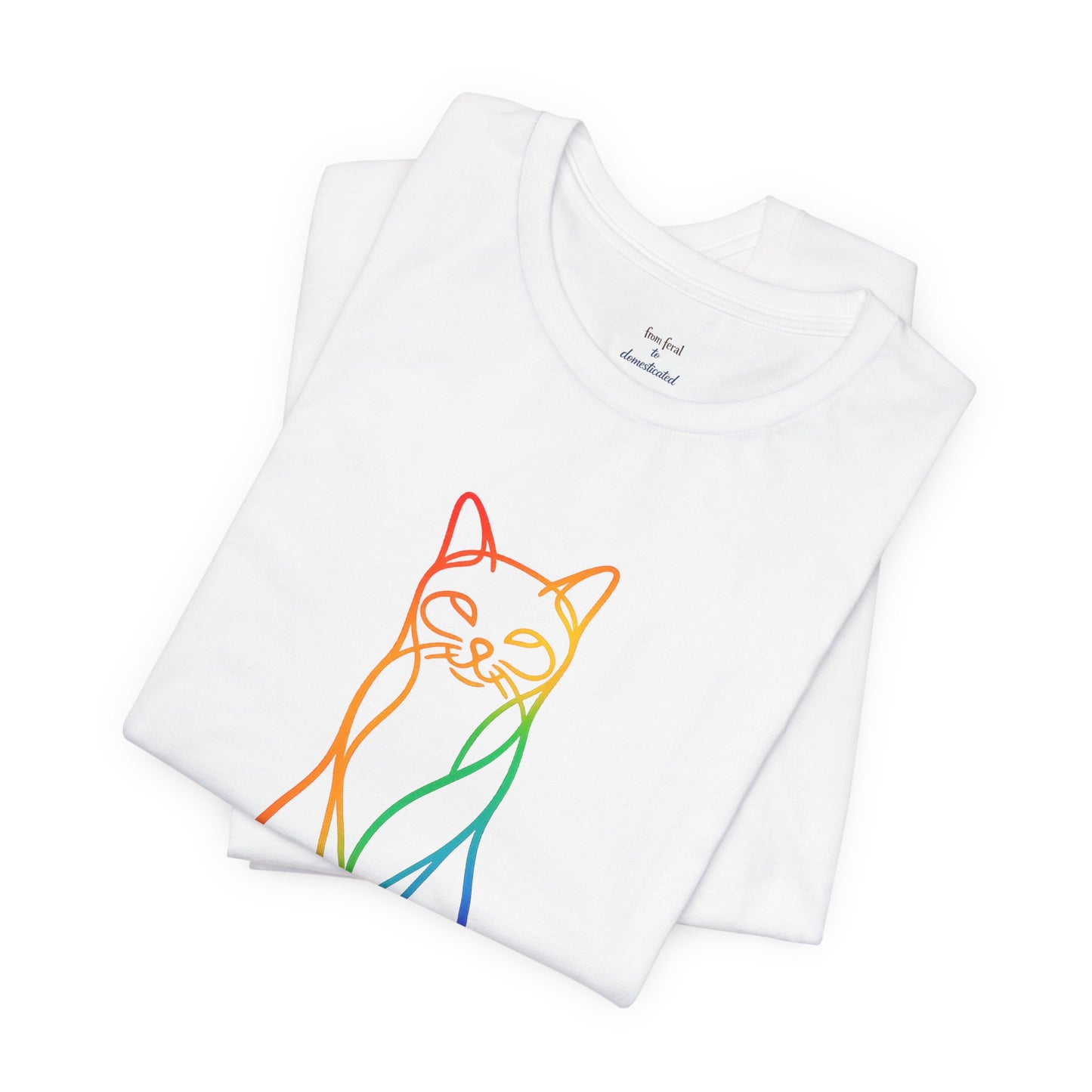 Colorful Line-Work Sitting Cat T-Shirt