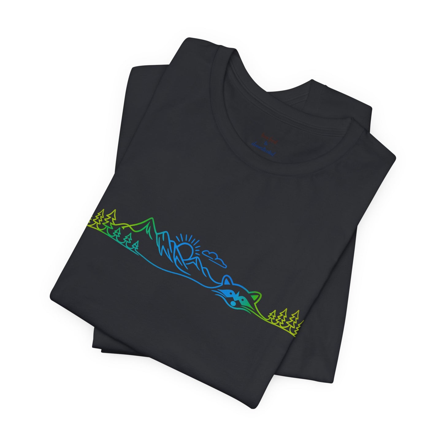 Raccoon Tee — Minimal Line Raccoon Scenic Graphic T-Shirt