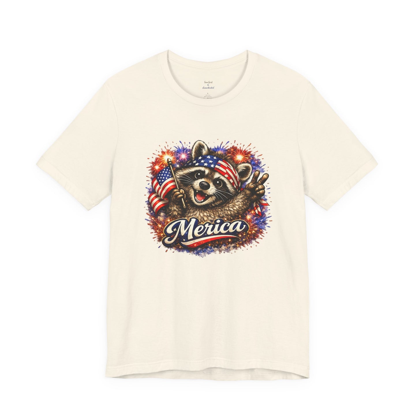 Patriot Raccoon 250th Anniversary T-Shirt — 4th of July Fireworks Flag Tee