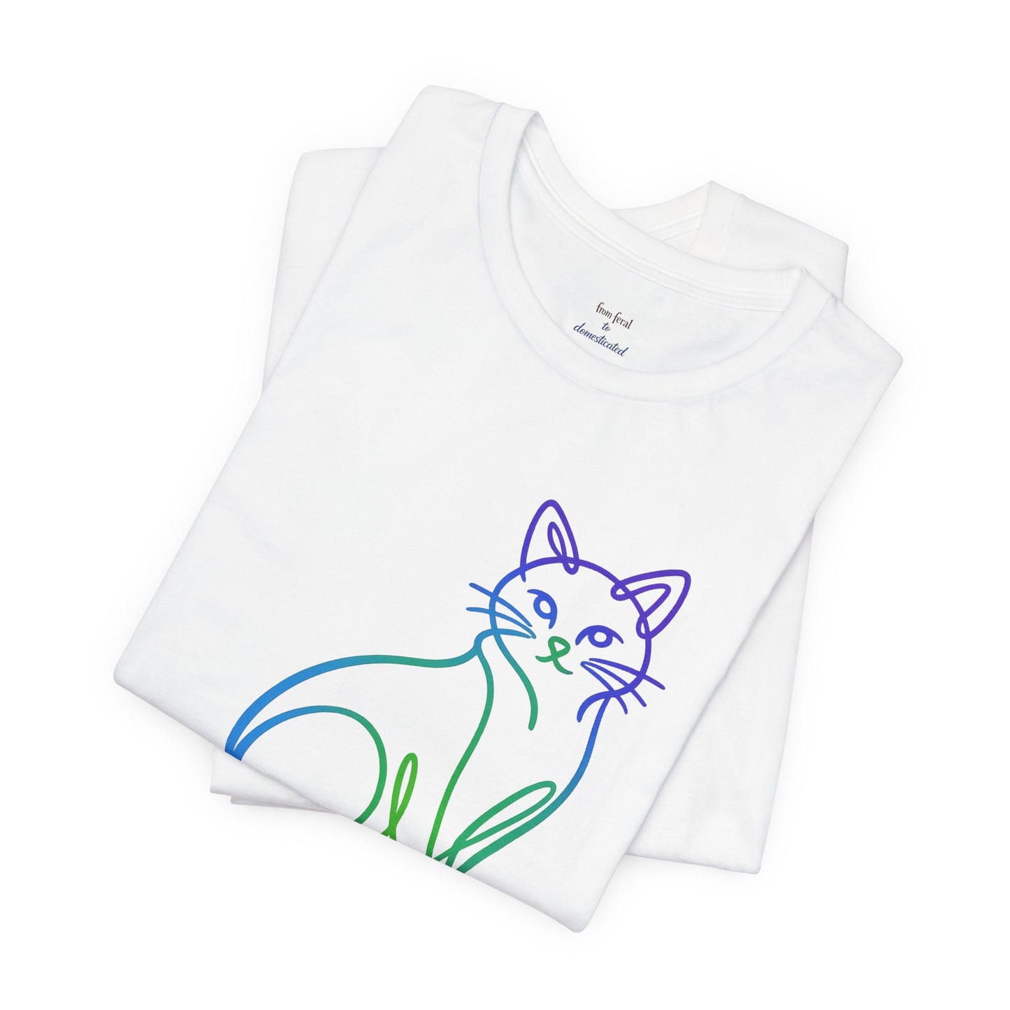 Colorful Line-Work Sitting Cat T-Shirt