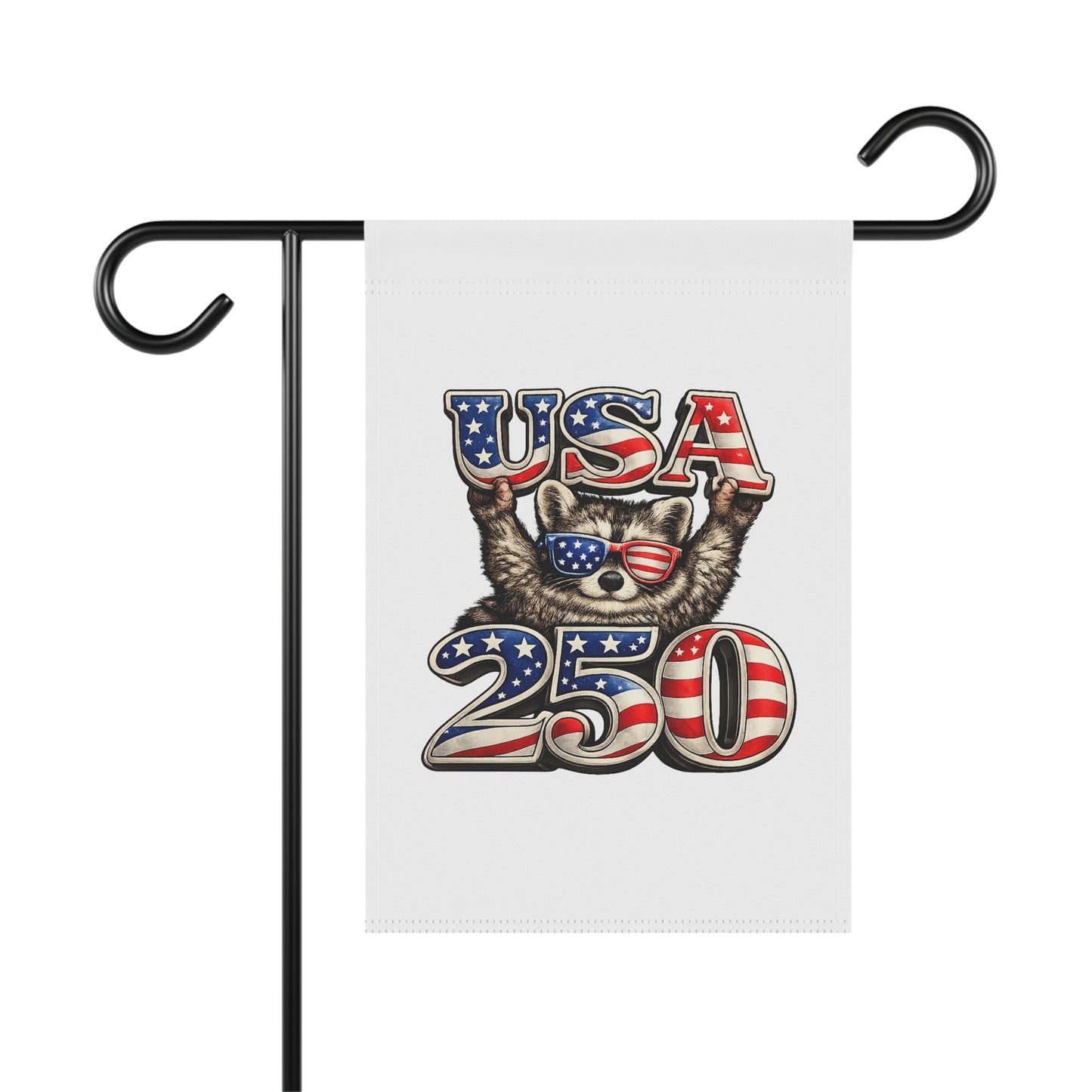Patriotic Raccoon 250 Garden Flag — 4th of July House Banner