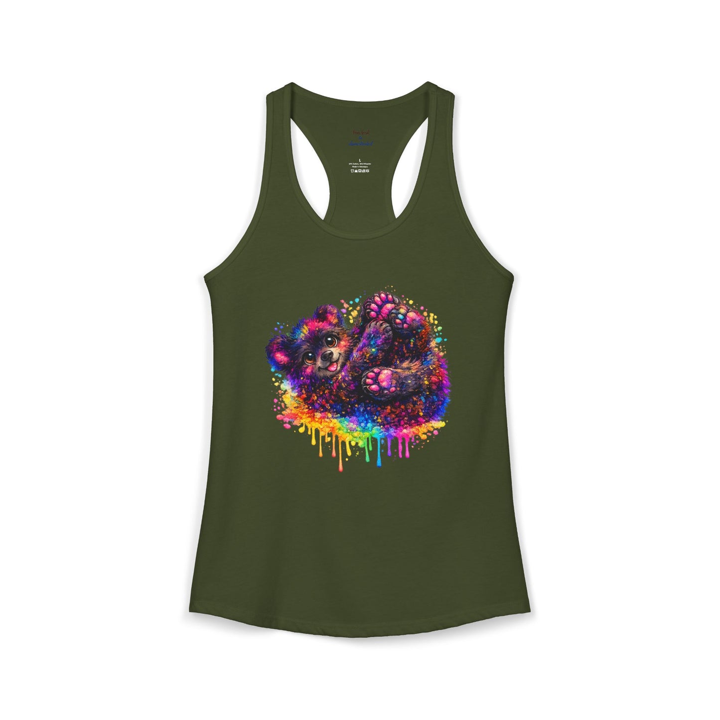 Watercolor Wildlife Bear Cub Racerback Tank